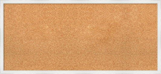 Amanti Art Natural Cork Board for Wall, 17x37 Vision Board with White Frame, Medium Corkboard Office Decor for Home Organization, Country Rustic Corkboard Pinboard to Display Items for Home
