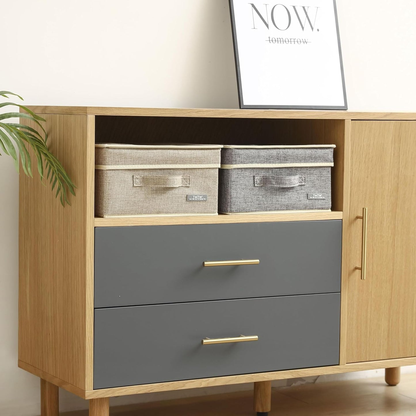 YueYue Foldable Fabric Closet Organizer Bins Box Storage - 2 Pack 12.4 X 12 X 6.7 Inch Storage Bins With Lids Boxes Linen - Bins Storage Box Collapsible Cloth Pack Lid