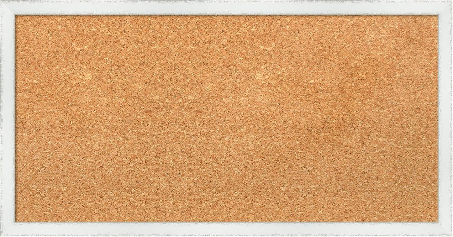 Amanti Art Natural Cork Board for Wall, 13x25 Vision Board with White Frame, Small Corkboard Office Decor for Home Organization, Country Rustic Corkboard Pinboard to Display Items for Home