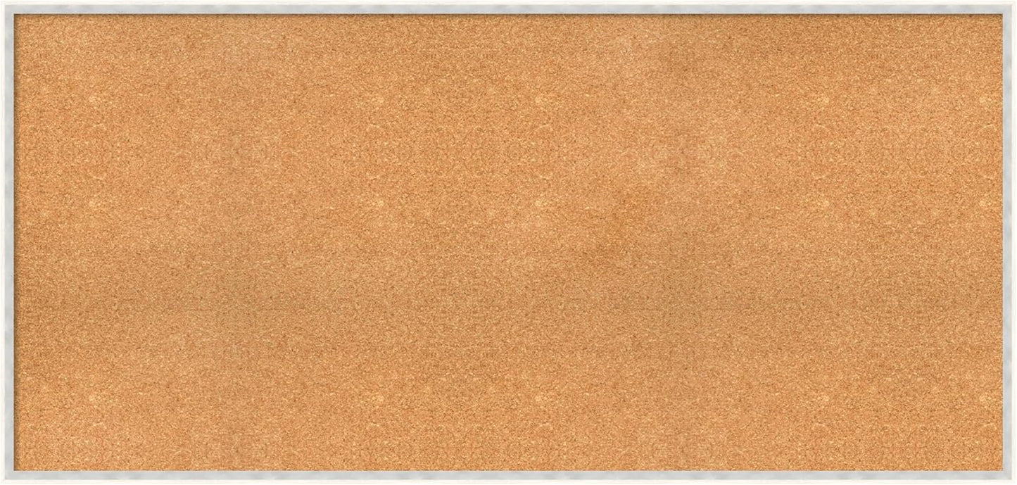 Amanti Art Natural Cork Board for Wall, 29x61 Vision Board with White Frame, Oversize Corkboard Office Decor for Home Organization, Modern Corkboard Pinboard to Display Items for Home Organization in