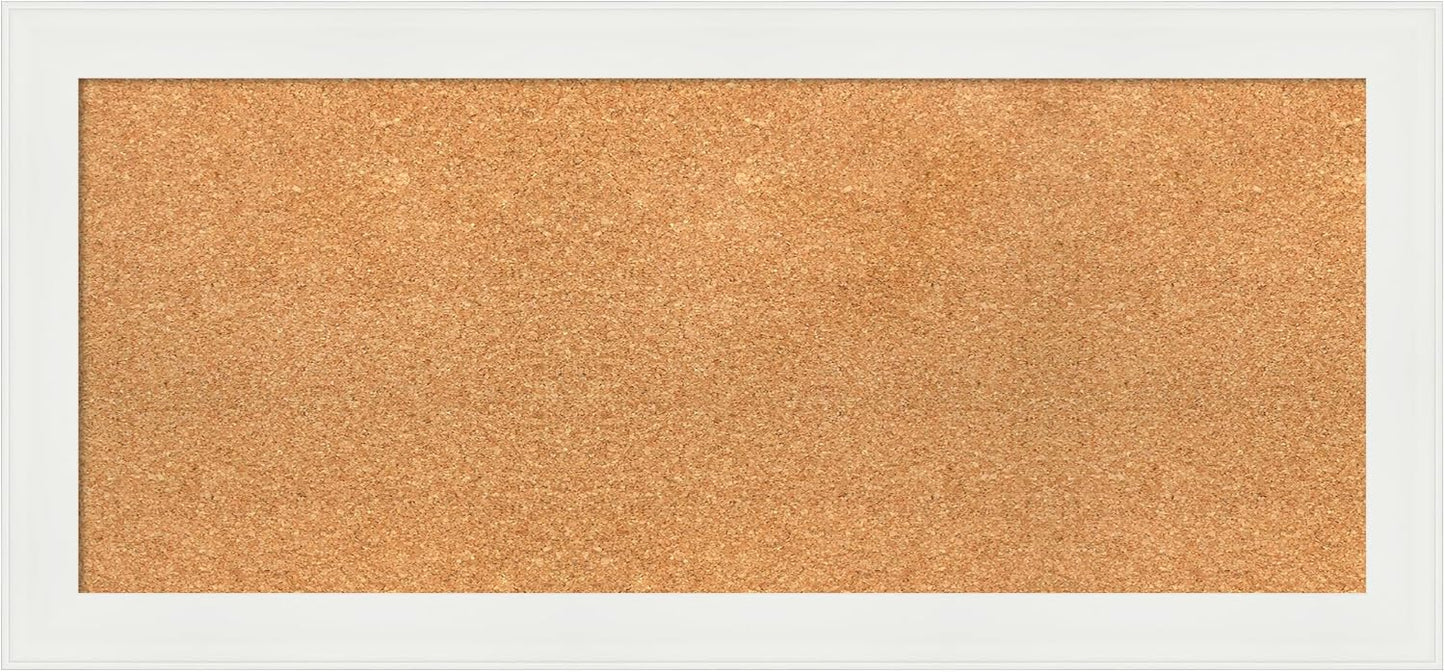 Amanti Art Natural Cork Board for Wall, 17x37 Vision Board with White Frame, Medium Corkboard Office Decor for Home Organization, Casual Corkboard Pinboard to Display Items for Home Organization in