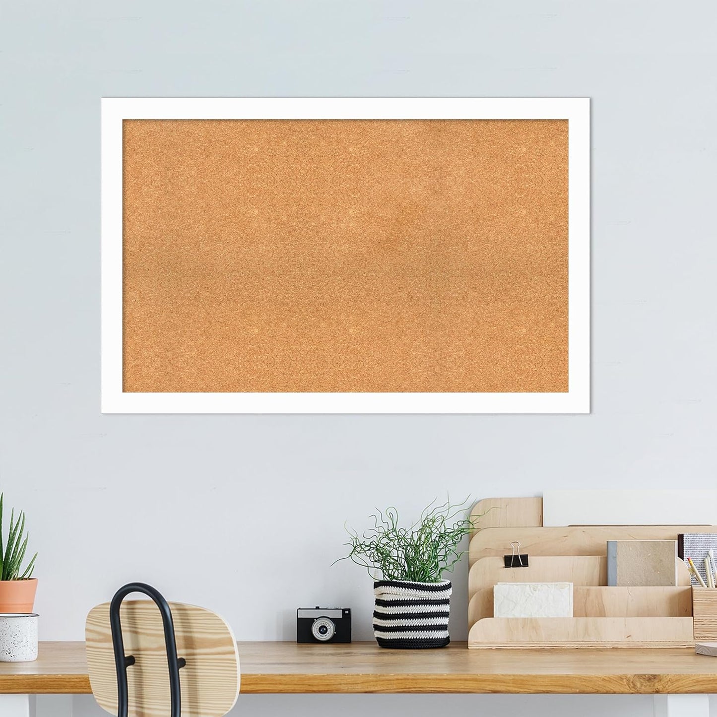 Amanti Art Natural Cork Board for Wall, 29x45 Vision Board with White Frame, Oversize Corkboard Office Decor for Home Organization, Casual Corkboard Pinboard to Display Items for Home Organization in