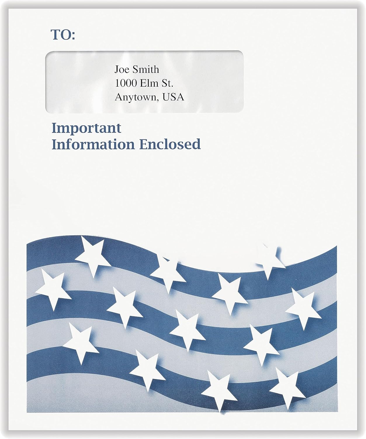Stars and Stripes Single Window Envelope | Tax Mailer, Moisture-Seal, 9-1/2" x 11-1/2", Pack of 50