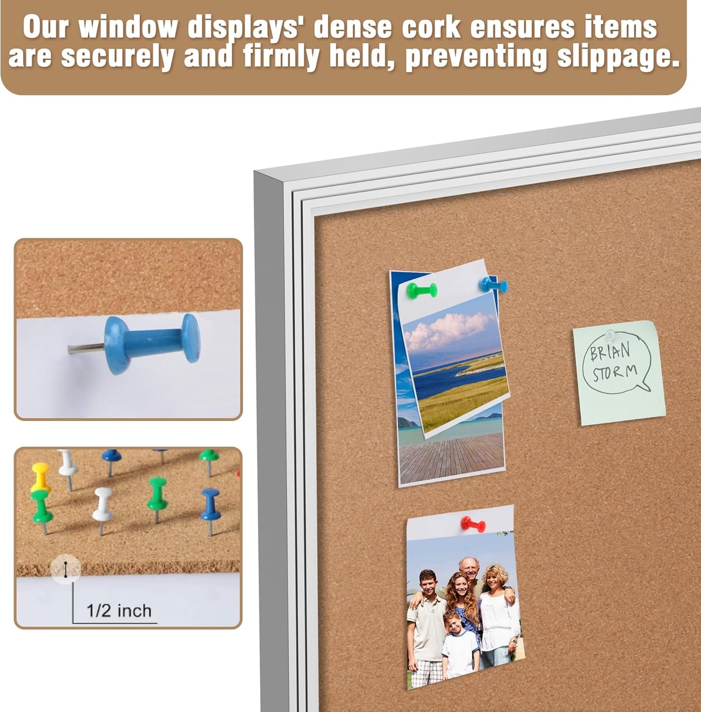 48"x34" Enclosed Bulletin Board, Outdoor Lockable Weather-Resistant Aluminum Cork Noticeboard for School & Office, Silver Frame w/Cork