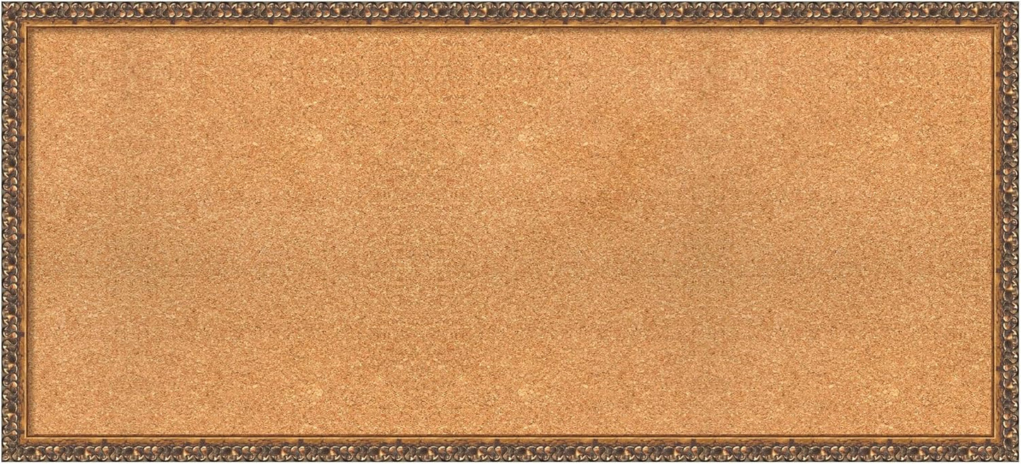 Amanti Art Natural Cork Board for Wall, 20x44 Vision Board with Bronze Frame, Oversize Corkboard Office Decor for Home Organization, Traditional Corkboard Pinboard to Display Items for Home