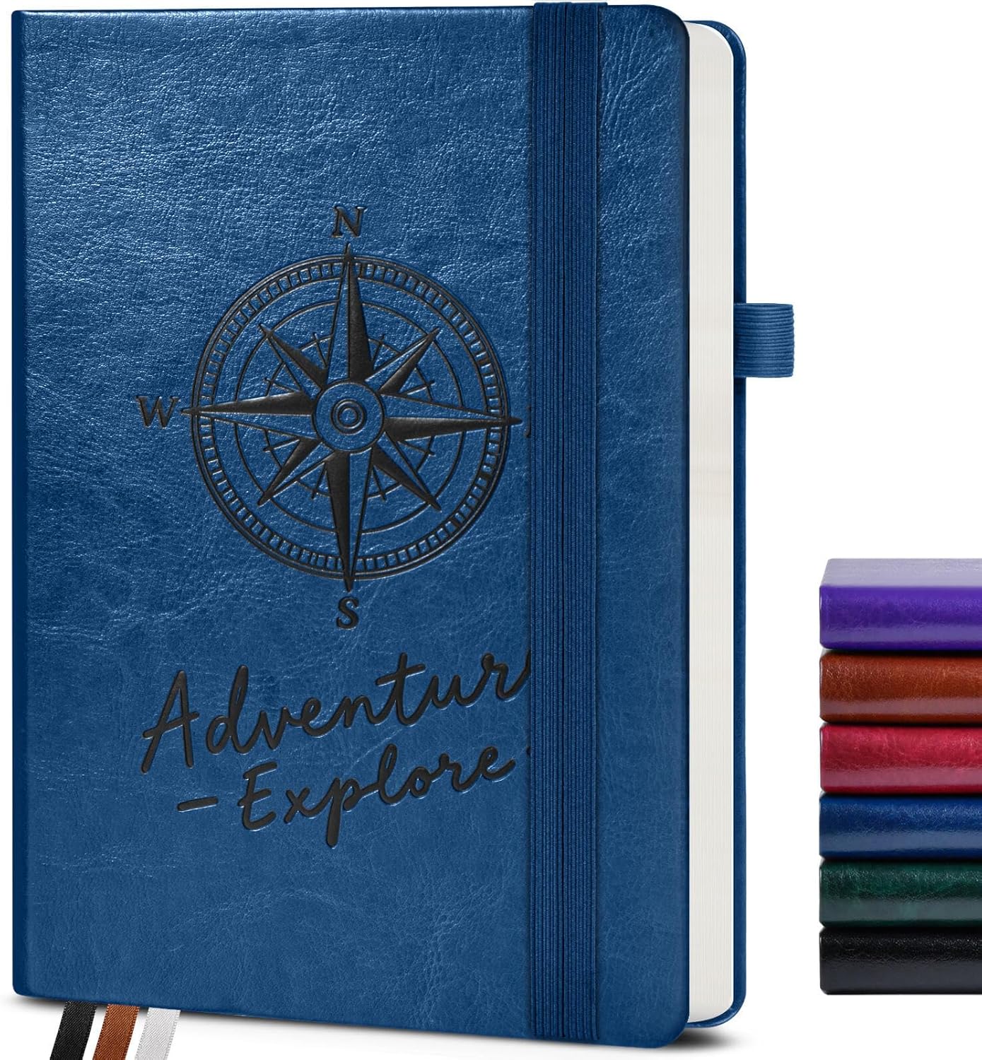 Lined Journal Notebook for Men Women, 160 Pages Ruled Paper, Inner Pocket, A5 Hardcover Vintage Leather Notebooks for Work, School, Travel Journaling, Daily Diary, Notepad 5.8" x 8.5" (Navy)