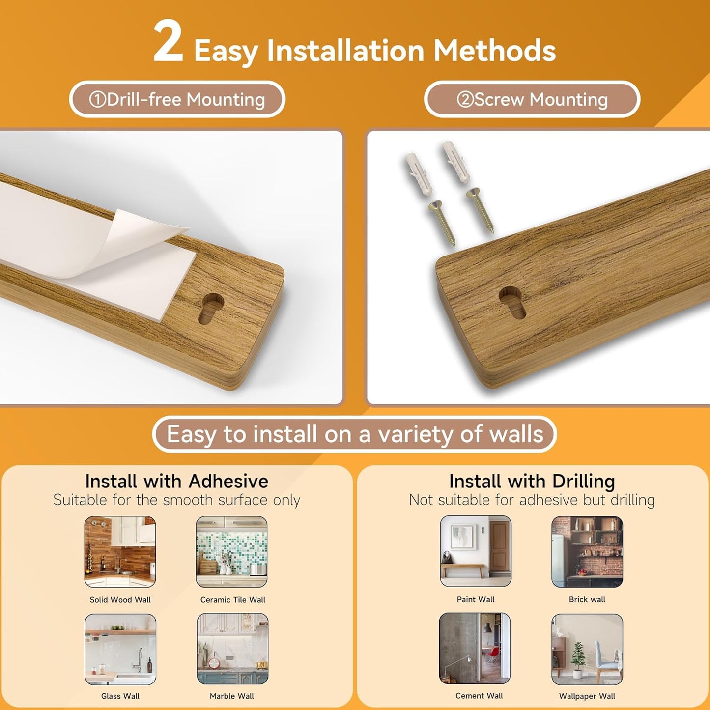 Magnetic Knife Holder for Wall, 10" Acacia Wood Knife Magnetic Strip No Drill Knife Magnet Storage Bar Magnetic Tool Key Holder Strip for Wall Use as Knife Rack for Kitchen Utensil Organizer Natural