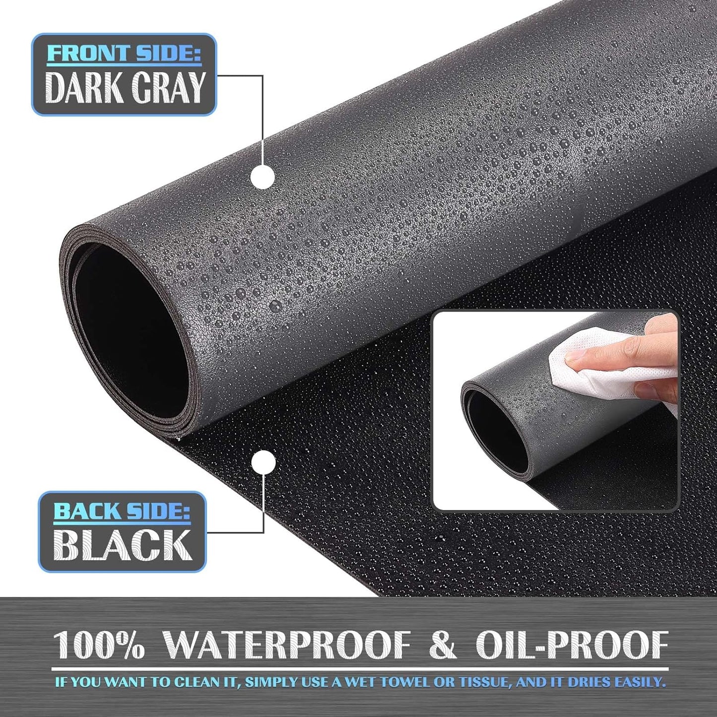 K KNODEL Large Office Leather Desk Mat, Mouse and Keyboard Pad, Computer and Laptop Mat, Desktop Protector and Cover, Writing Pad and Blotter (47.2"x17", Dark Gray)