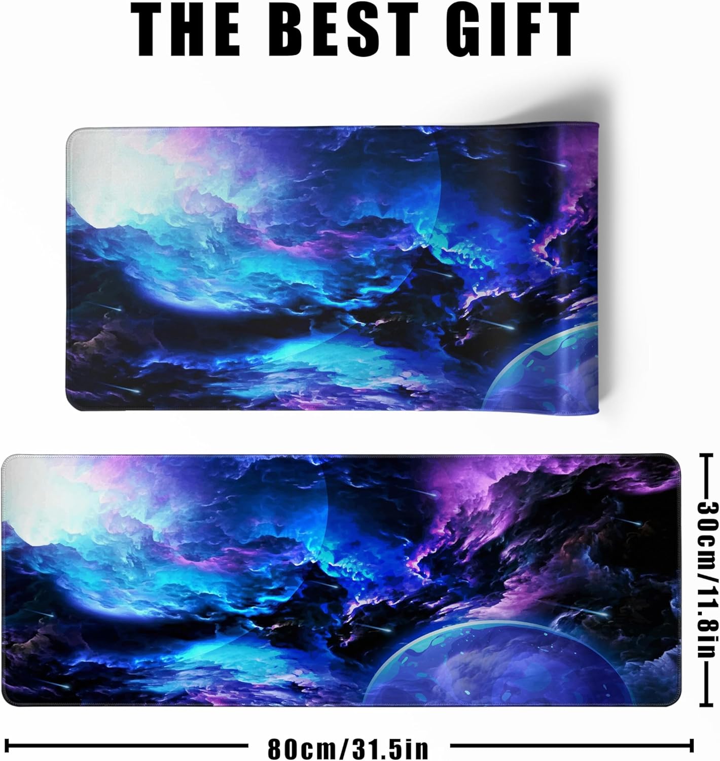 XL Gaming Mouse Pad Desk Pad Galaxy Print Extended Big Mouse Pad Large,31.5x11.8in Long Computer Keyboard Mousepad Mouse Mat with 3mm Non-Slip Base and Stitched Edge for Home Office Work