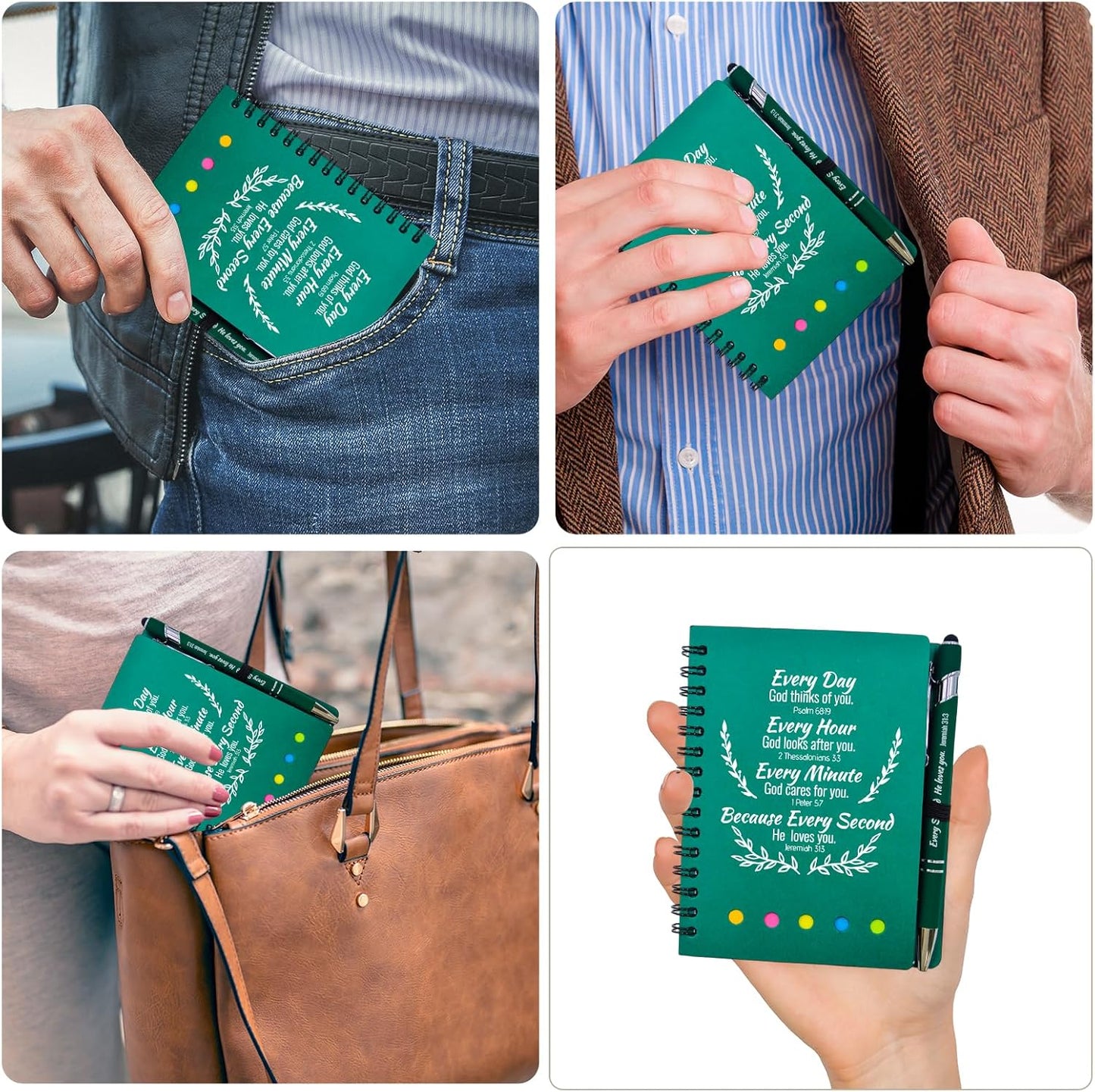 100 Pcs Bulk Fathers Day Christian Gifts Prayer Journal for Woman - 50 Set Religious Notepad with Christian Pen - Bible Notebook - Church Gifts for Inspirational, Bible Study, Devotions ( Green )