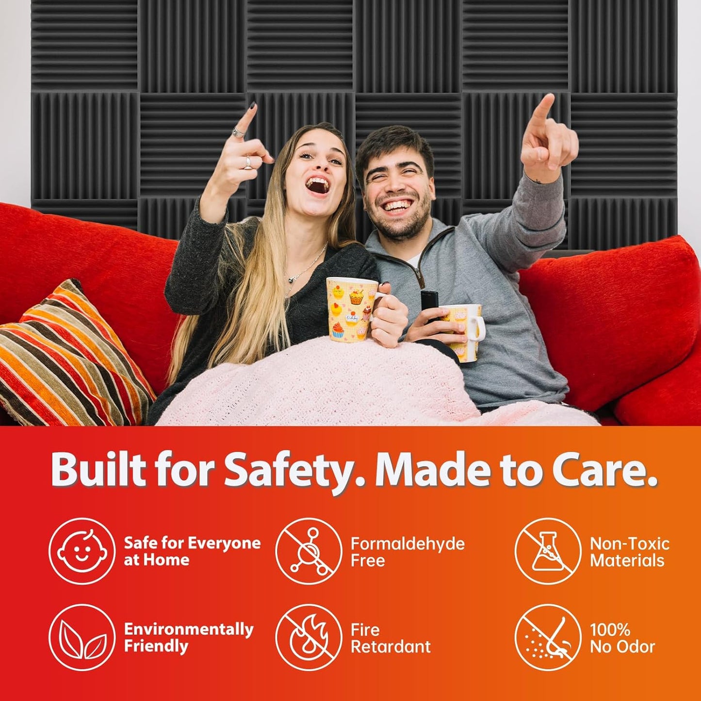 24 Pack Acoustic Panels – Sound Proof Foam Panels for Wall 12"x12"x1", Flame Retardant Wedge Acoustic Foam, High-Density Sound Absorbing Panels for Home Studio(Black, 1" Thick 24 Pack)