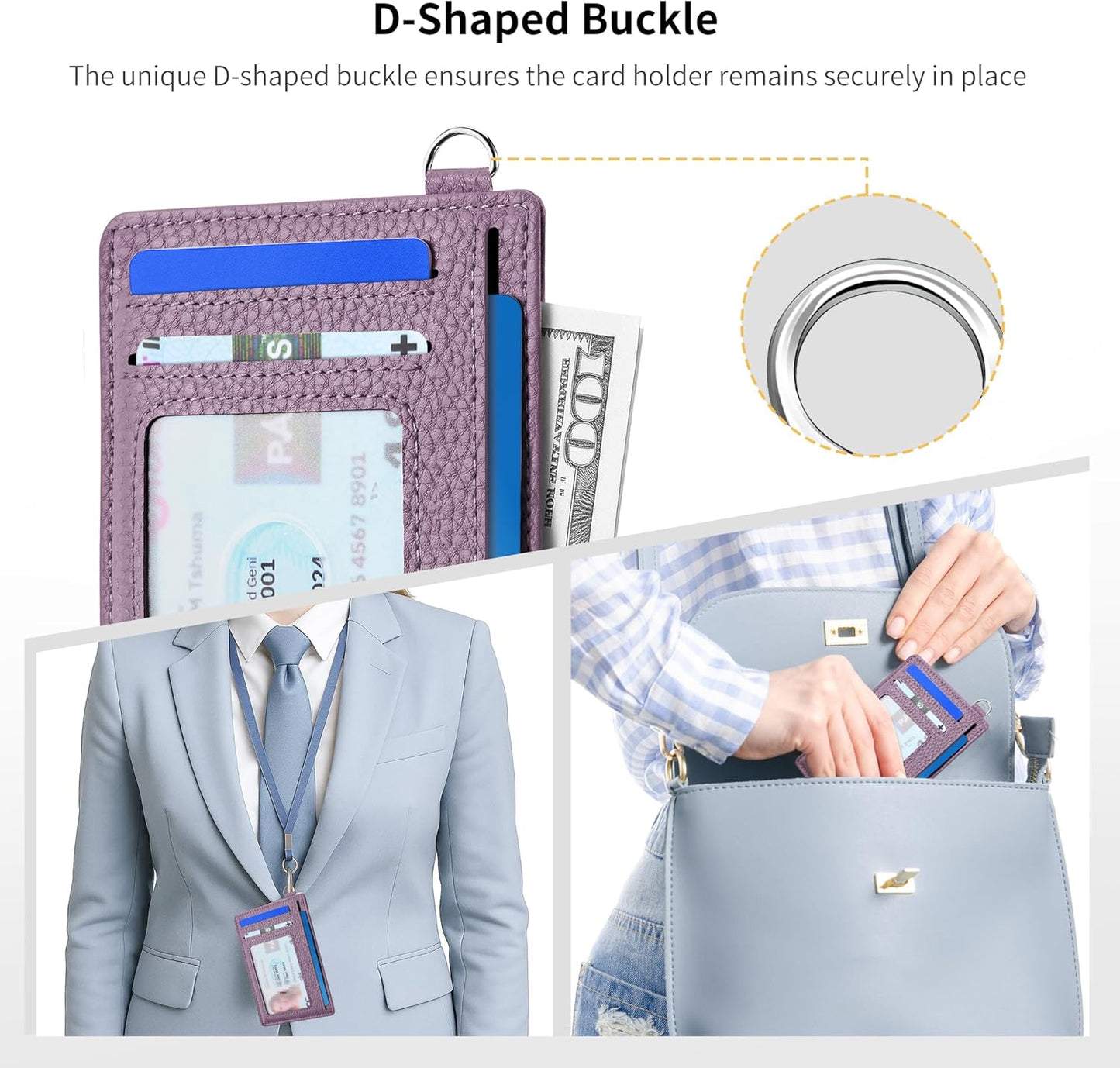 Mayski Slim Wallet, Credit Card Holder for Women, Minimalist Front Pocket RFID Blocking Card Cases, Small Wallet Women Men(Litchi Lavender)