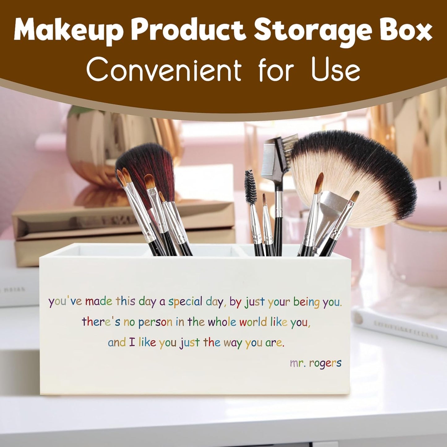 Mr.Rogers Inspirational Quotes Pen Holder for Desk, Motivational Gifts for Women Men Coworkers, Positive Gifts Wooden Pen Pencil Holder Organizer for Office Desk Accessories