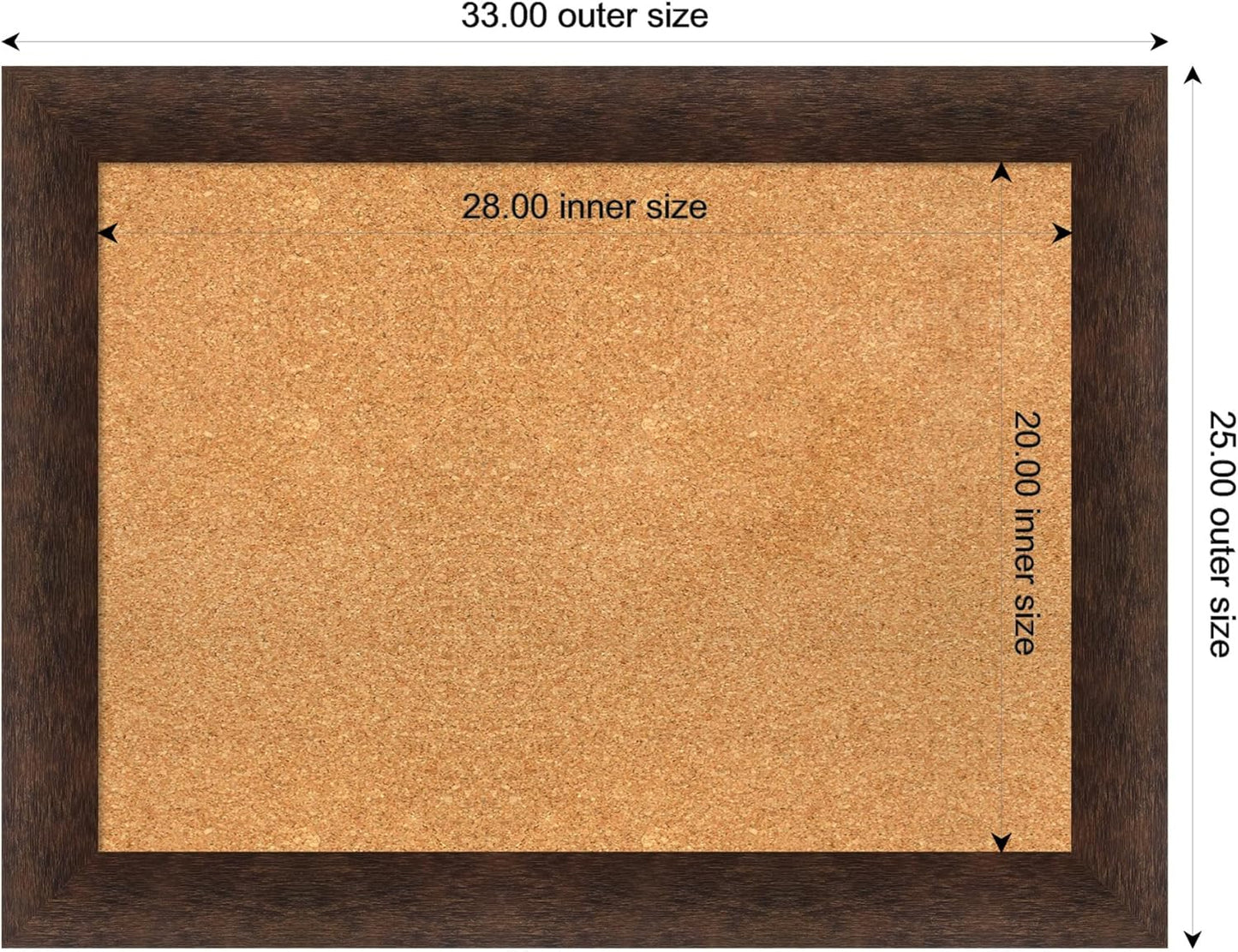 Amanti Art Natural Cork Board for Wall, 25x33 Vision Board with Brown Wood Frame, Medium Corkboard Office Decor for Home Organization, Casual Corkboard Pinboard to display items for home organization