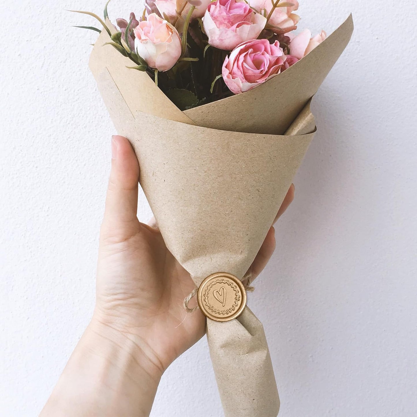 25 Pcs Handmade Wax Seal Stickers, Wedding Invitation Envelope Seal Stickers, Perfect for Invitation, Christmas, Gift Wrapping(Heart Style, Light Gold Wax)