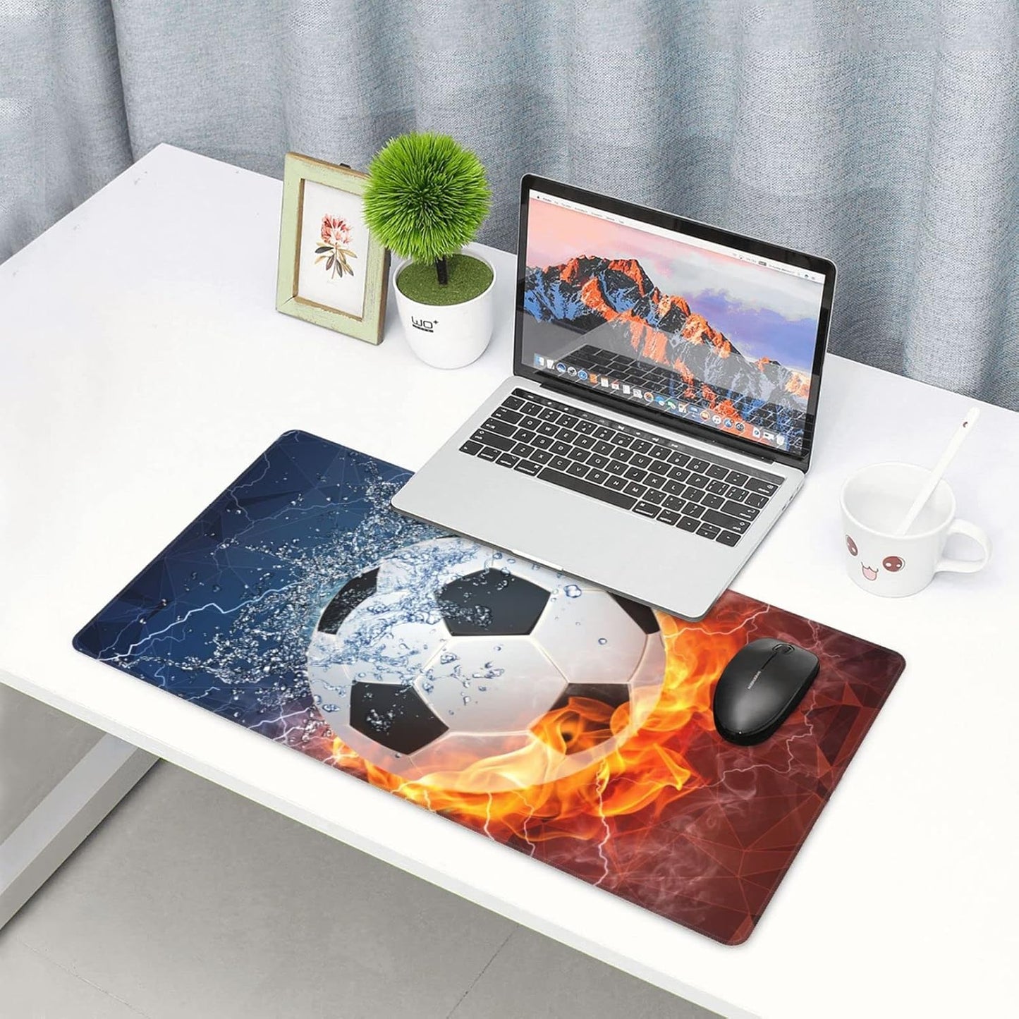 Soccer Ball Large Mouse Pad, 29.5 x 15.8 Inch, Extended Gaming Mouse Pad, Sports-Themed Computer Keyboard Mat for Home Office and Gaming Work