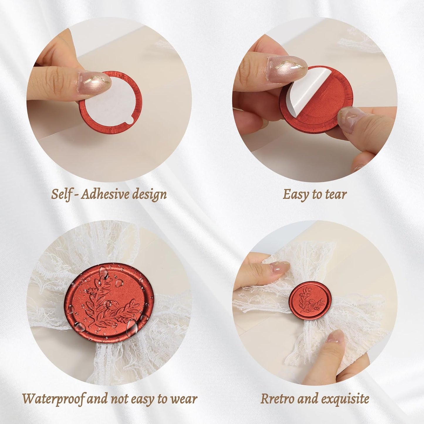 Handmade Wax Seal Stickers - Wedding Invitation Envelope Seal Stickers, 25 Pcs Self- Adhesive Stickers, Perfect for Invitation, Christmas, Gift Wrapping (Eucalyptus Style, Red Wax)