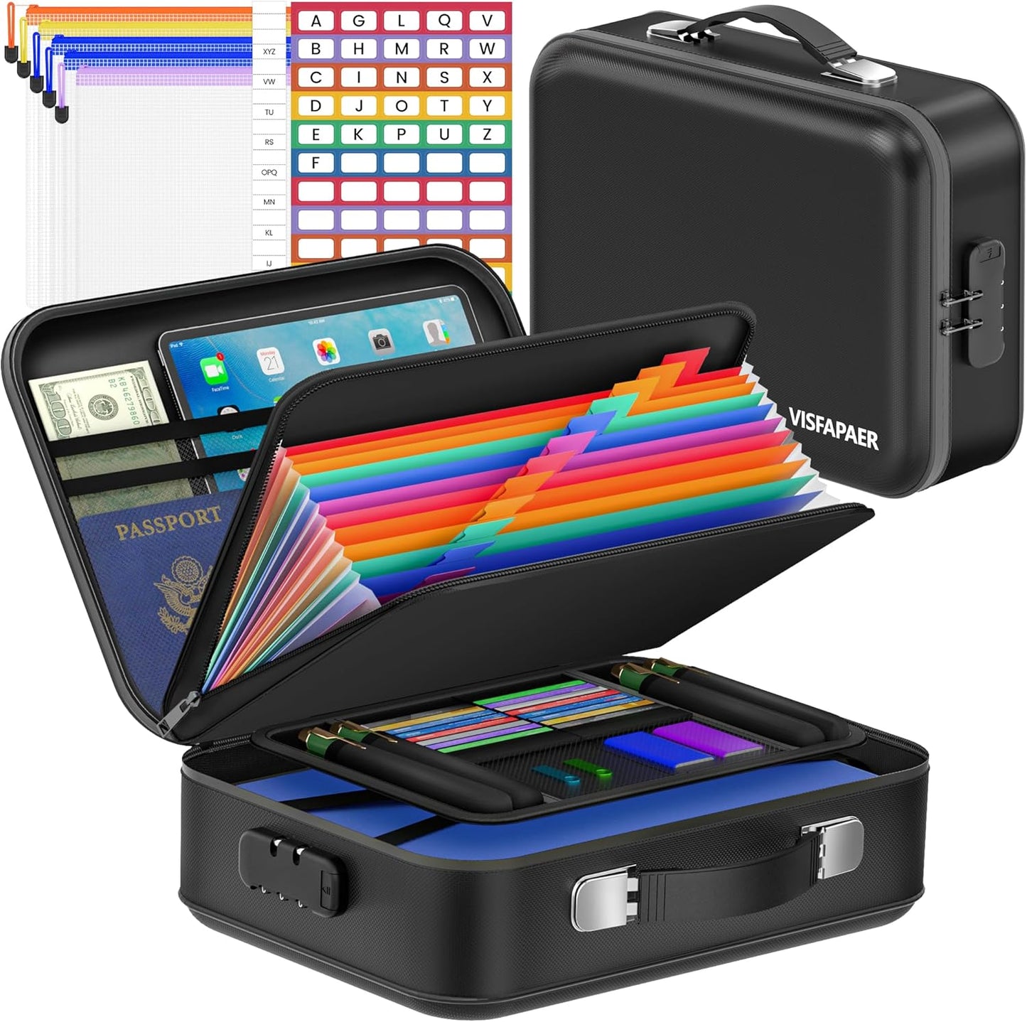 Fireproof Document Box, Fire Proof Safe Boxes for Documents, Important Document Organizer with Lock, Fireproof Waterproof Document Storage Bag for Important Documents, Files and More