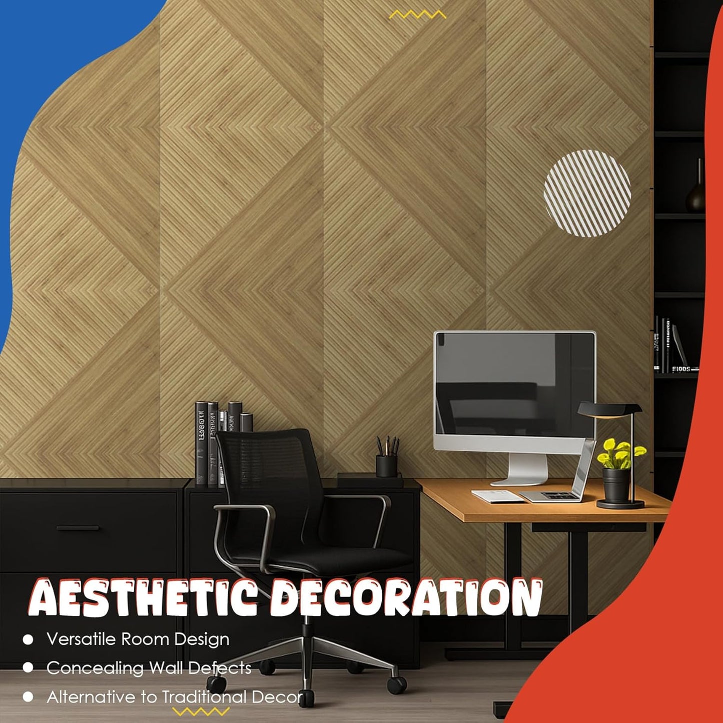 Acoustic Panels 6 Pack, Soundproof Wall Panels 23.6 x 23.6 Inches, Large Decorative Sound Absorbing Panels,Self-Adhesive Acoustic Treatment for Home Studio Office, Light SymmetryLuxe
