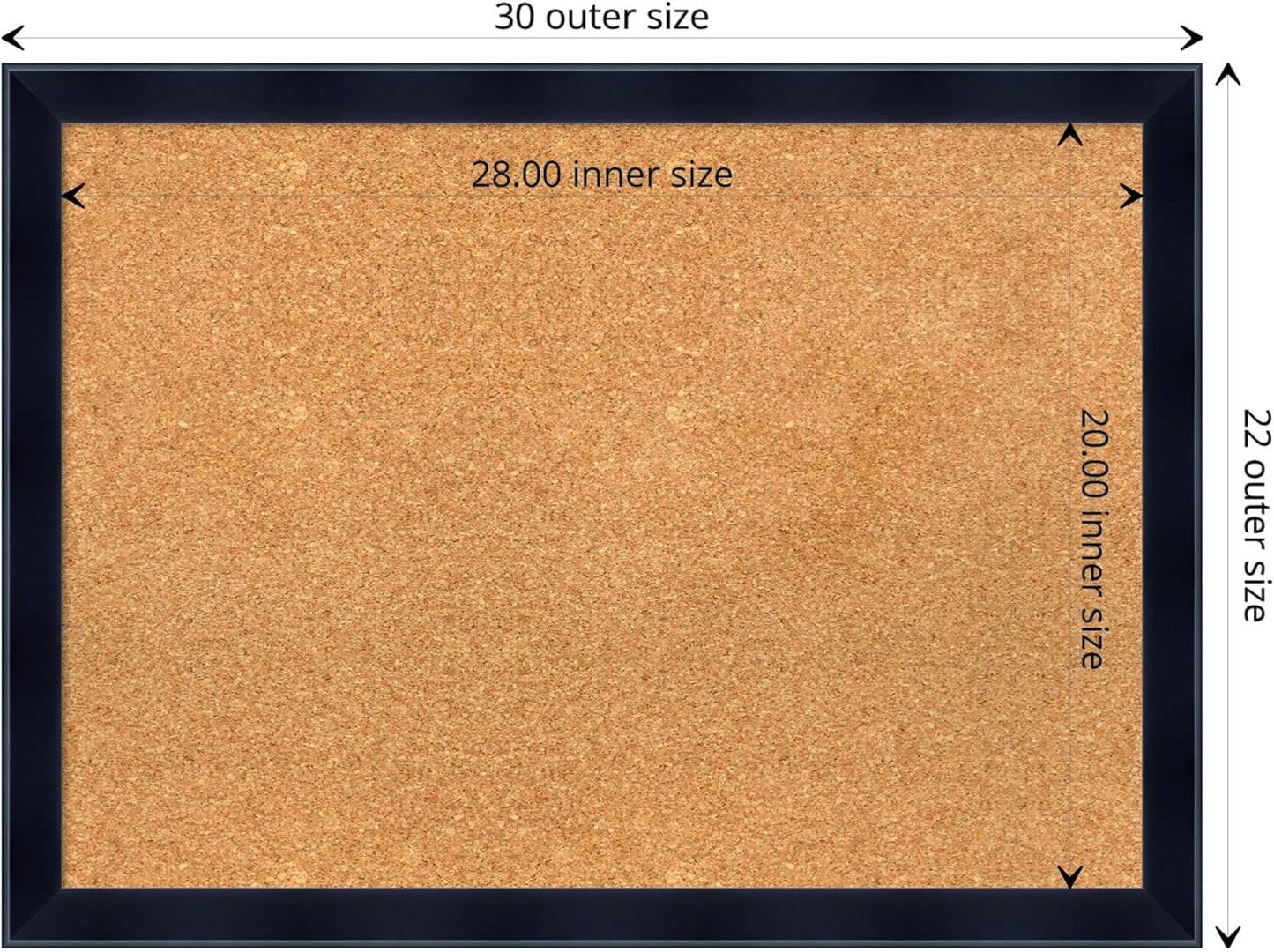 Amanti Art Natural Cork Board for Wall, 22x30 Vision Board with Black Wood Frame, Medium Corkboard Office Decor for Home Organization, Modern Contemporary Corkboard Pinboard to display items for home