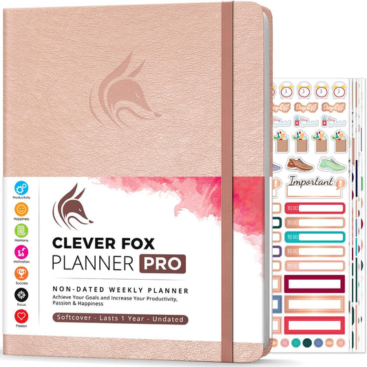 Clever Fox Planner PRO – Weekly & Monthly Life Planner to Increase Productivity, Time Management and Hit Your Goals, 8.5x11″ (Rose Gold)