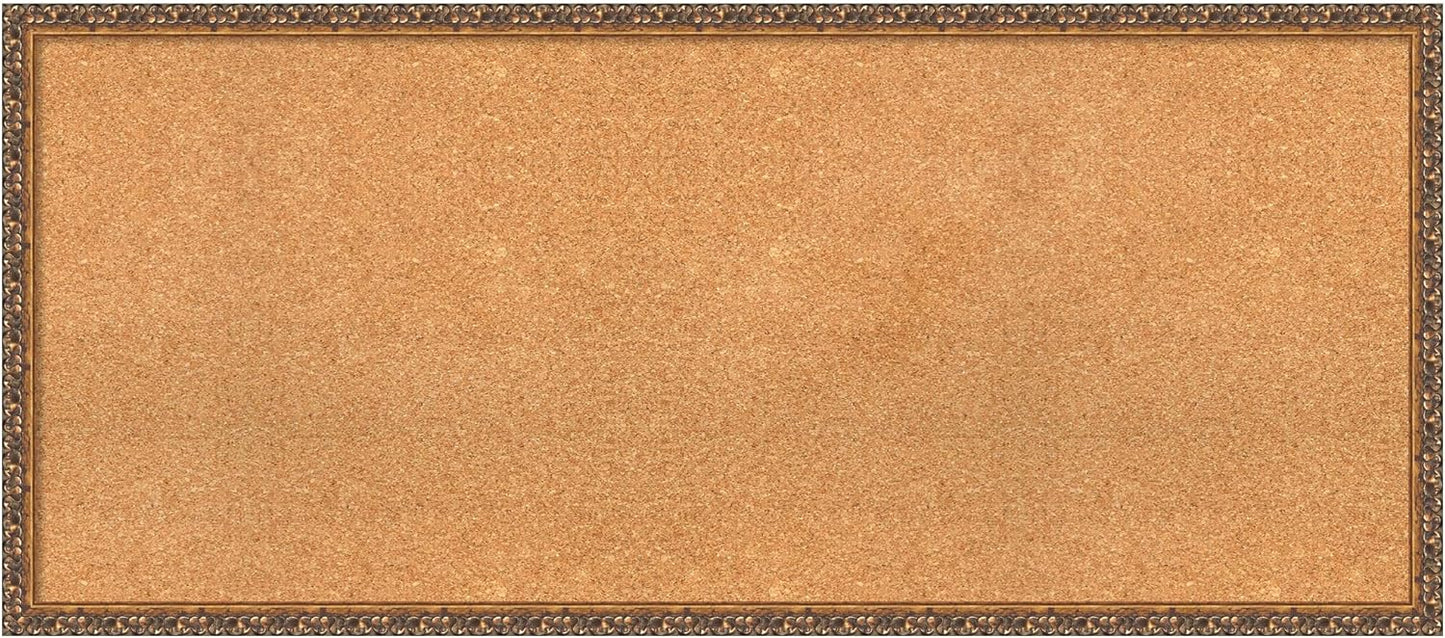 Amanti Art Natural Cork Board for Wall, 22x50 Vision Board with Bronze Frame, Oversize Corkboard Office Decor for Home Organization, Traditional Corkboard Pinboard to Display Items for Home