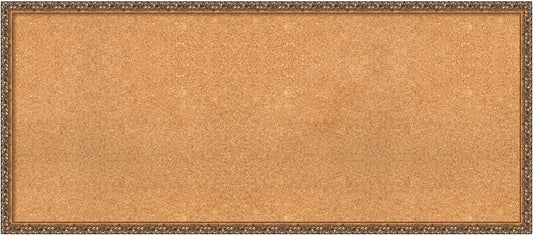 Amanti Art Natural Cork Board for Wall, 22x50 Vision Board with Bronze Frame, Oversize Corkboard Office Decor for Home Organization, Traditional Corkboard Pinboard to Display Items for Home