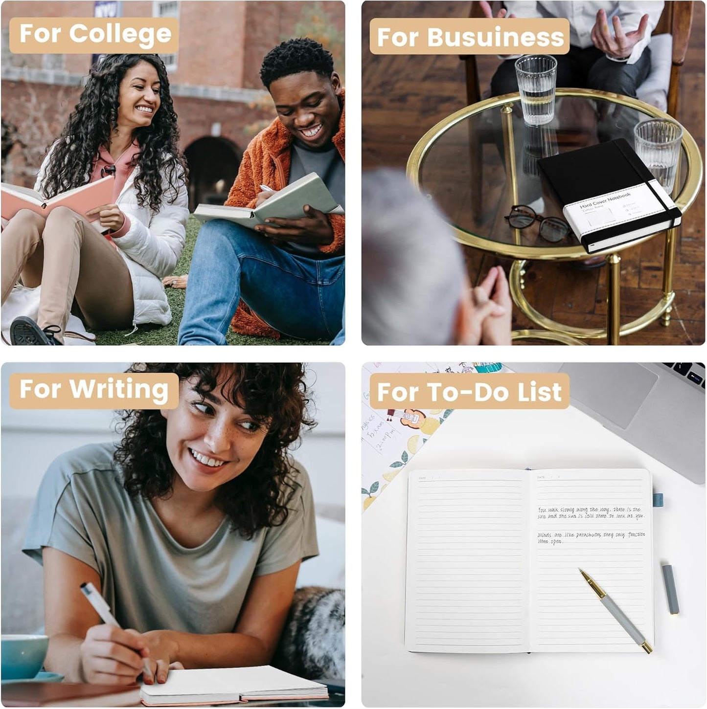 CAGIE 2 Pack Journals Notebooks for Women Men Leather Journals for Writing Hardcover A5 Journaling Notebooks Thick Journal Supplies Diary, Black& Blue