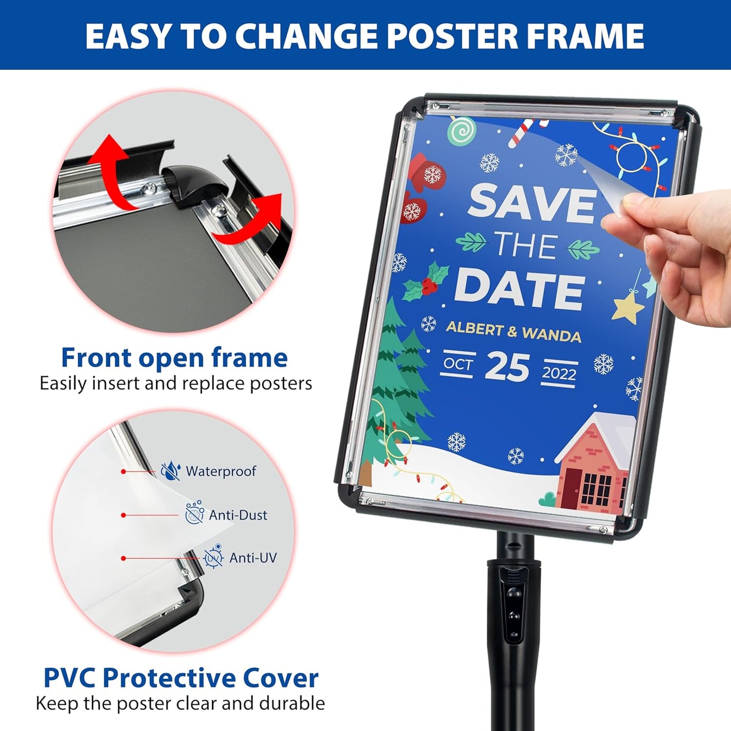 4 Packs 11x17 Inch Sign Stand - Adjustable Floor Standing Sign Holder, Pedestal Poster Stand for Vertical & Horizontal Display, Outdoor & Indoor Use for Business & Store Signage - Black