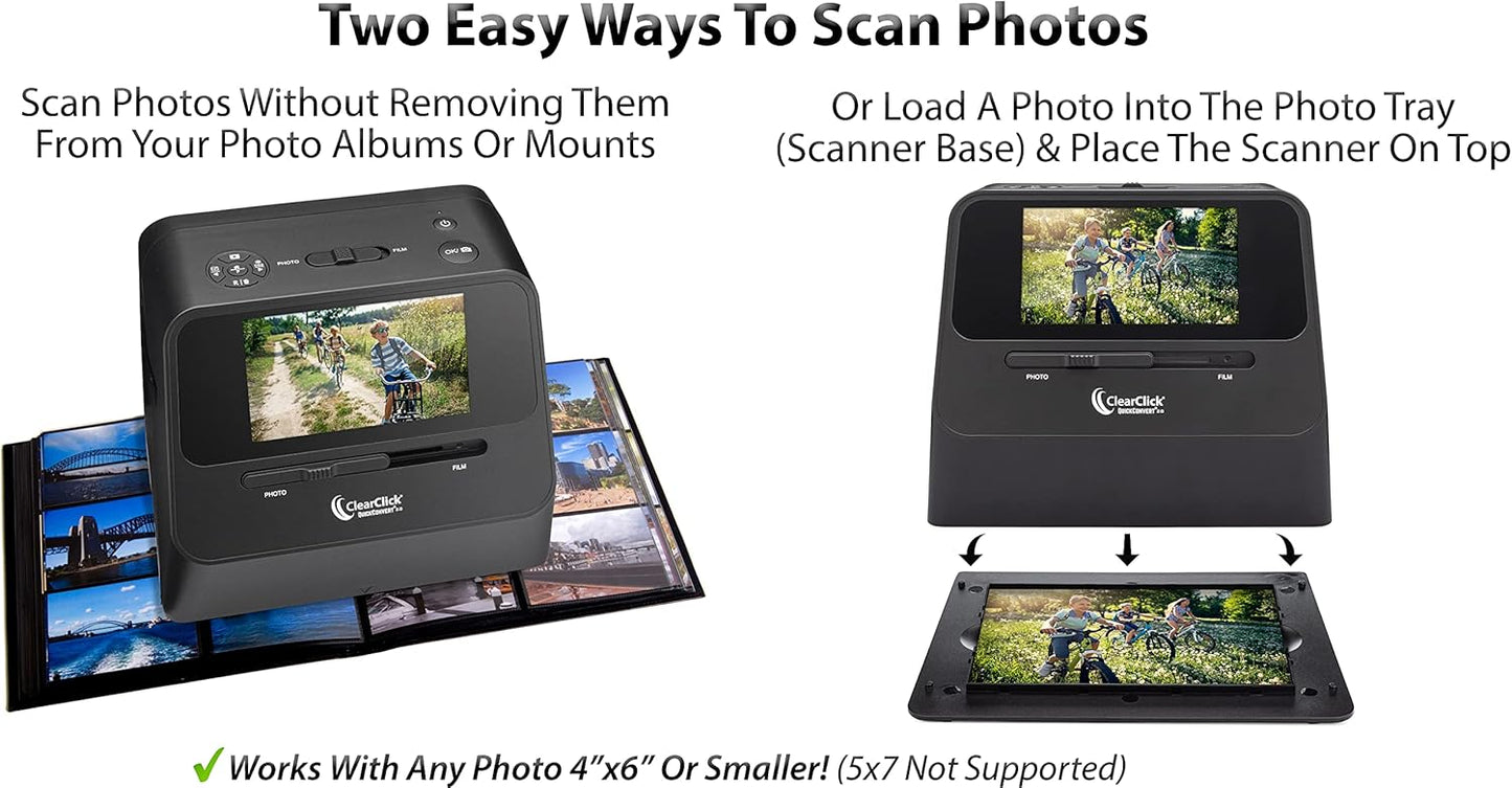 ClearClick QuickConvert 2.0 Photo, Slide, and Negative Scanner - Scan 4x6 Photos & 35mm, 110, 126 Film - No Computer Required - 22 MegaPixels