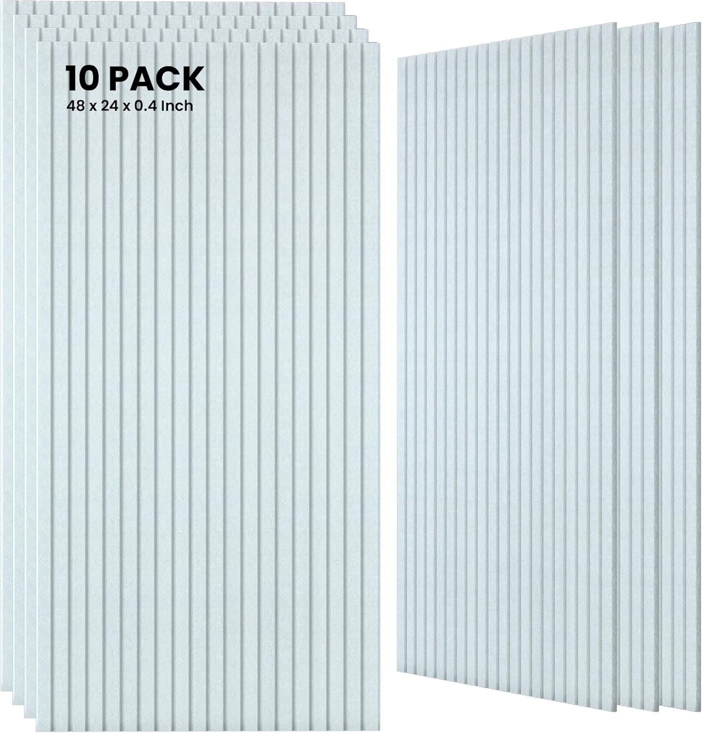 10 Pack Large Acoustic Panels,48 x 24 x 0.4 Inch Sound Proof Foam Panels for Walls，Premium Noise Dampening Panels,Sound Panels for Media Room, Office and Studio,White