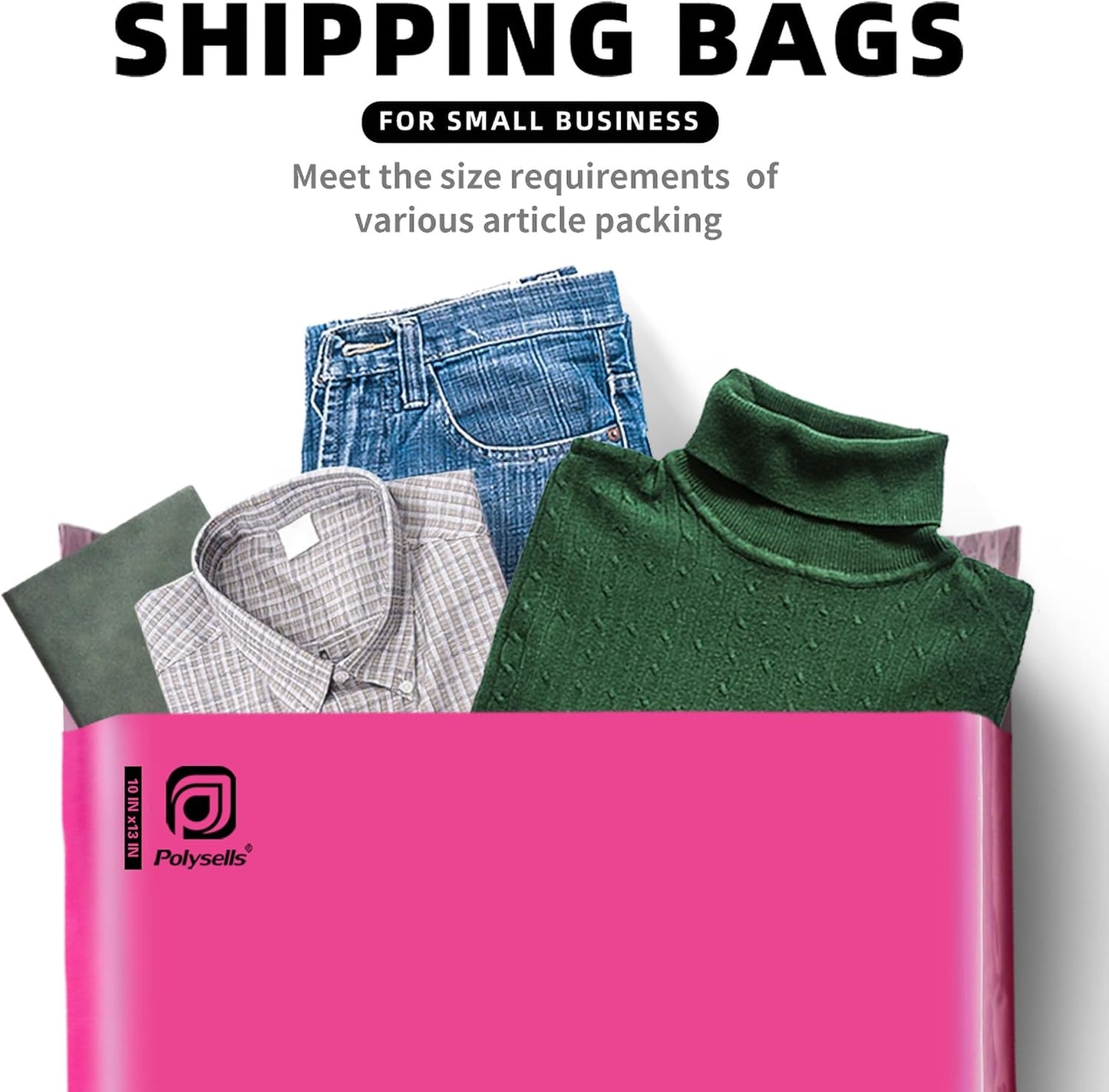 POLYSELLS 500 pcs 14.5x19 Inches Pink Poly Mailers Shipping Envelopes, Strong Adhesive Sealing, Waterproof, and Tear-resistant Postal Mailing Bags for Clothing, Books, and Accessories