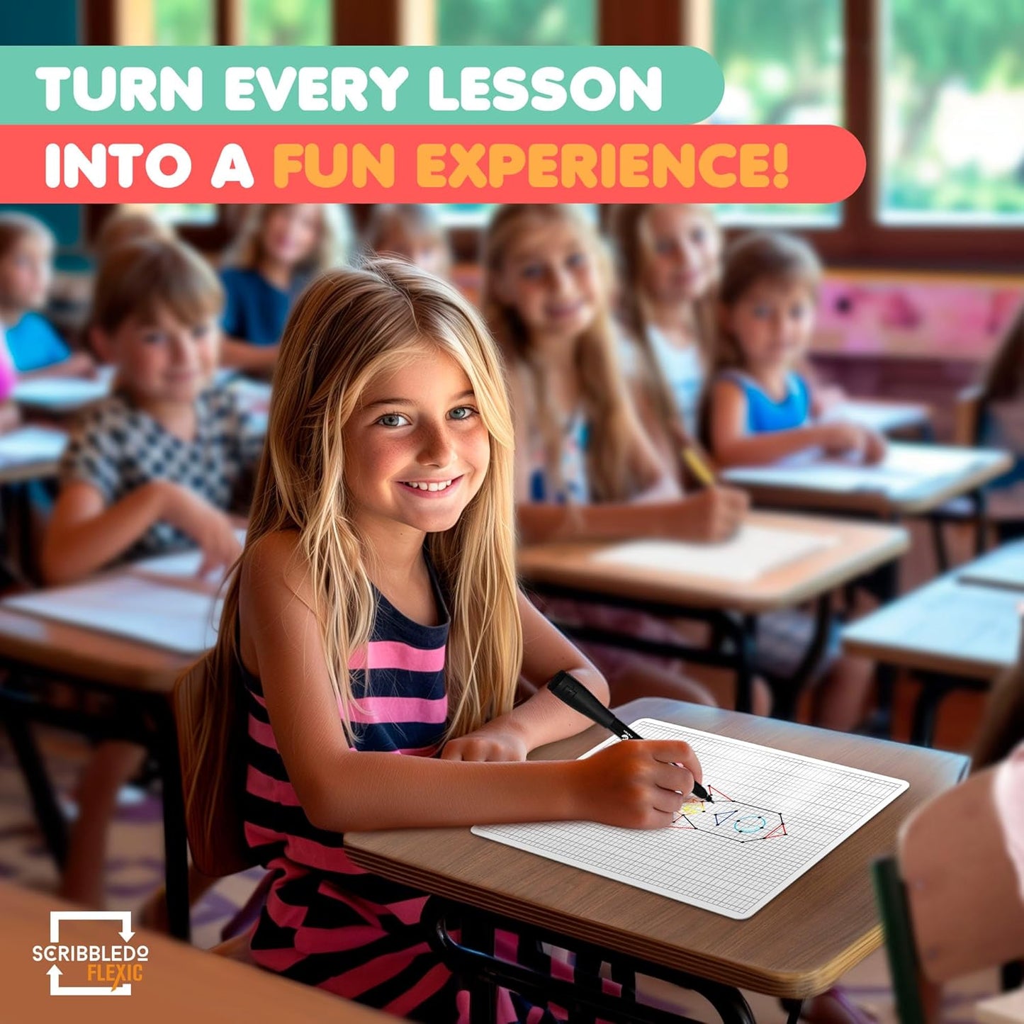 SCRIBBLEDO Small Grid Dry Erase Sheets 9”x12” Math Practice Small White Board Sheets Math Manipulatives Quad Graph Whiteboard Sheets Math Supplies Homeschool Teacher Students Classroom Pack of 10