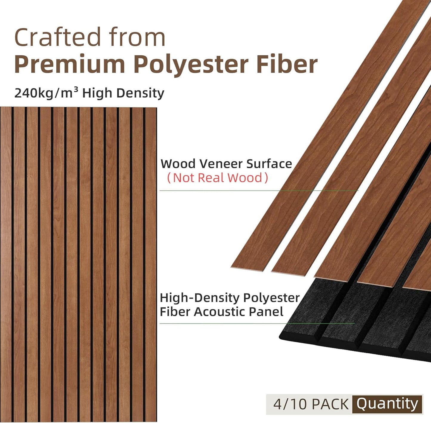 TO-TH Wood-Look Acoustic Wall Panels, 10 Pack 47.2” x 23.6” Acoustic Panels, Decorative Sound Absorbers Sound Dampening Panels for Home, Office, Basement, Cherry