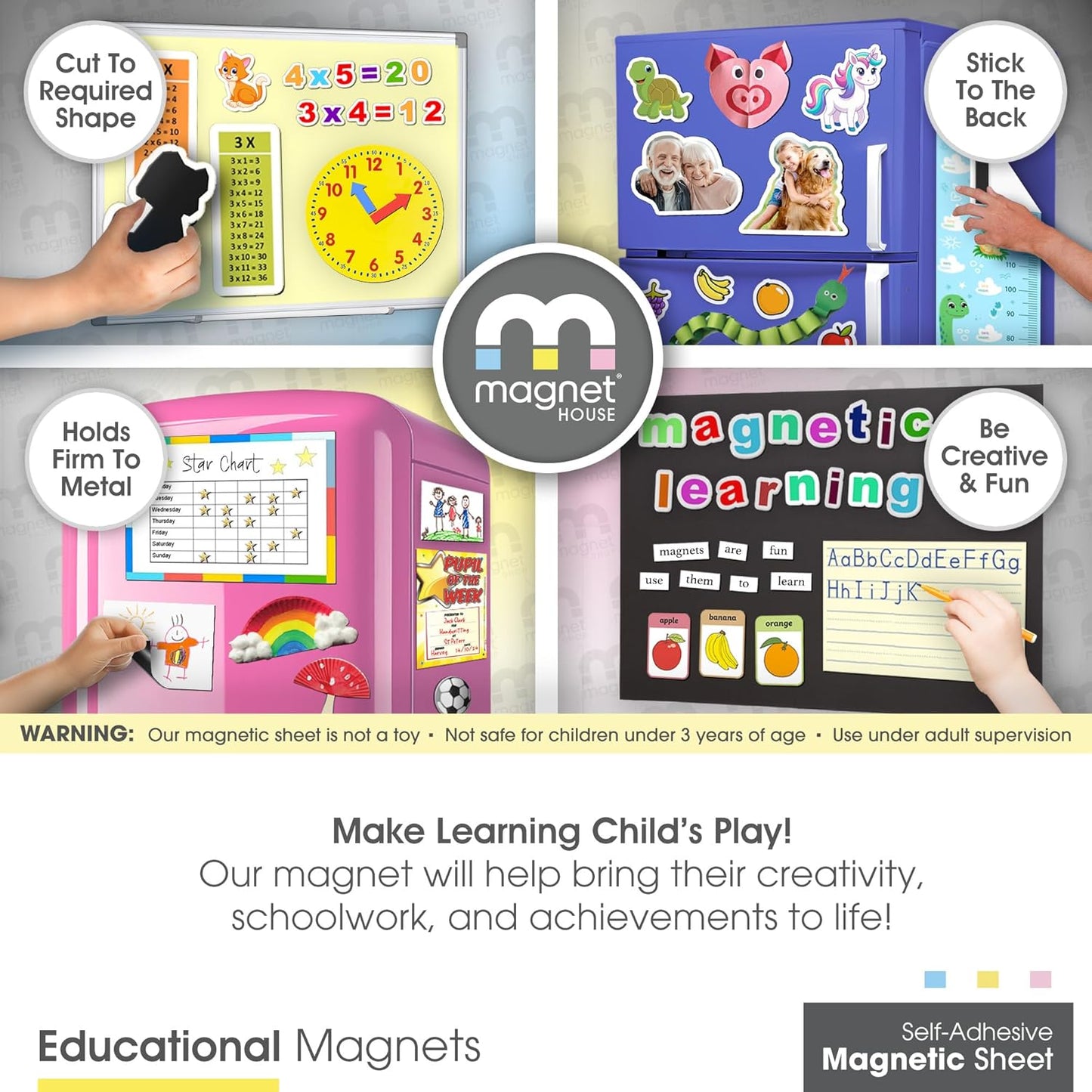 TMS Magnetic Sheet, Tape and Strips with or Without Self-Adhesive Backing for Stickers | Die and Craft Storage | Flexible Rubber Magnet | 10 Sheets | 20mil or 30 mil Thick | 8.5” x 11”