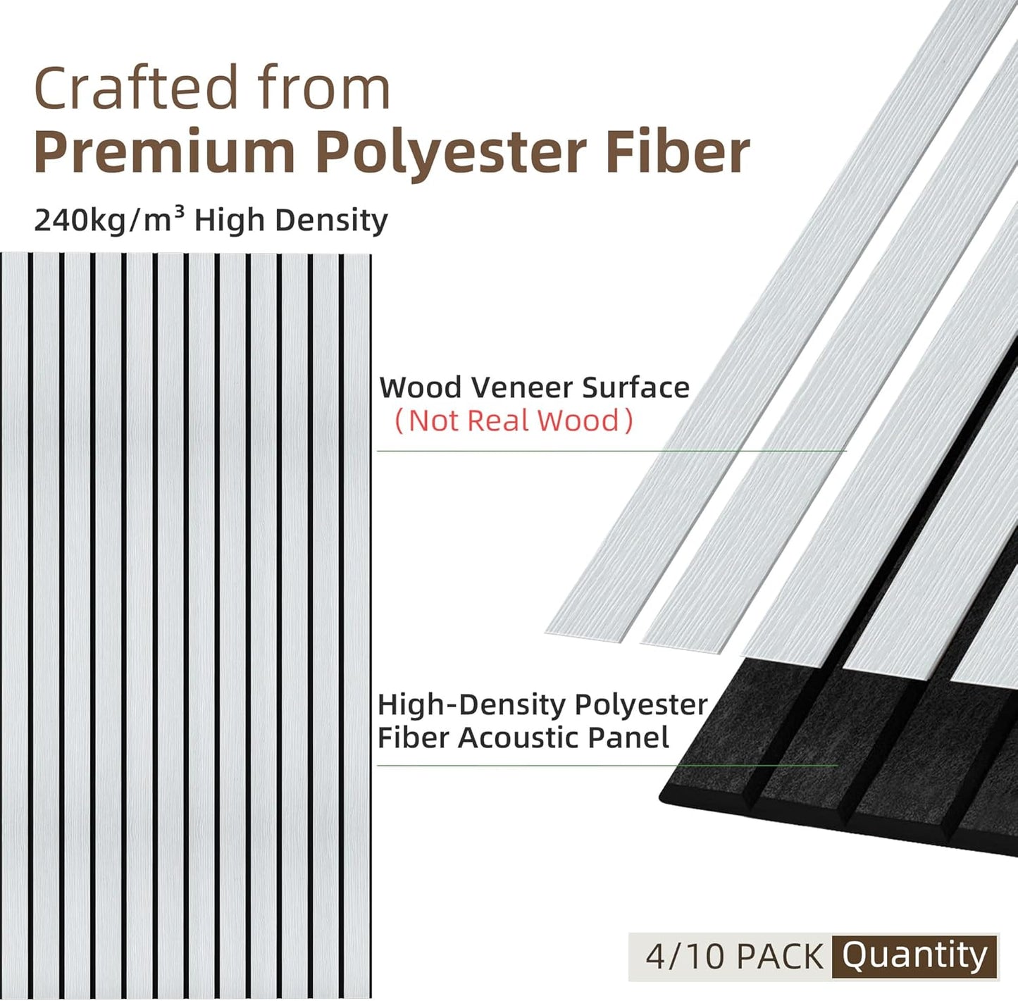 TO-TH Wood-Look Acoustic Panel, 4 Pack 47.2” x 23.6” Soundproof Wall Panels, Decorative Sound Absorbers Large Acoustic Panels for Home, Office, Basement, White Oak