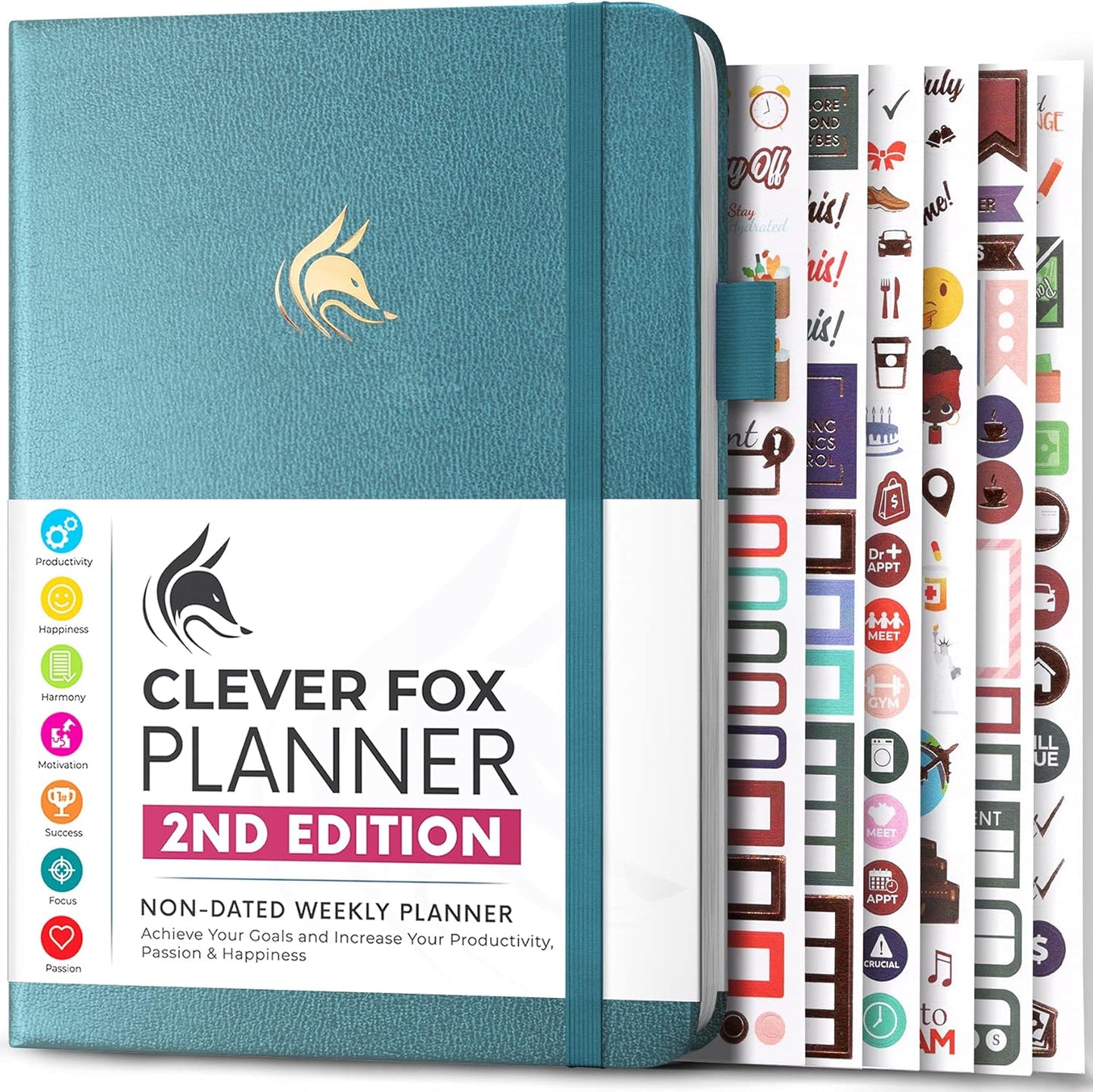 Clever Fox Planner 2nd Edition – Colorful Weekly & Monthly Goal Planner, Time Management & Productivity Organizer, Undated, A5 (Aquamarine)