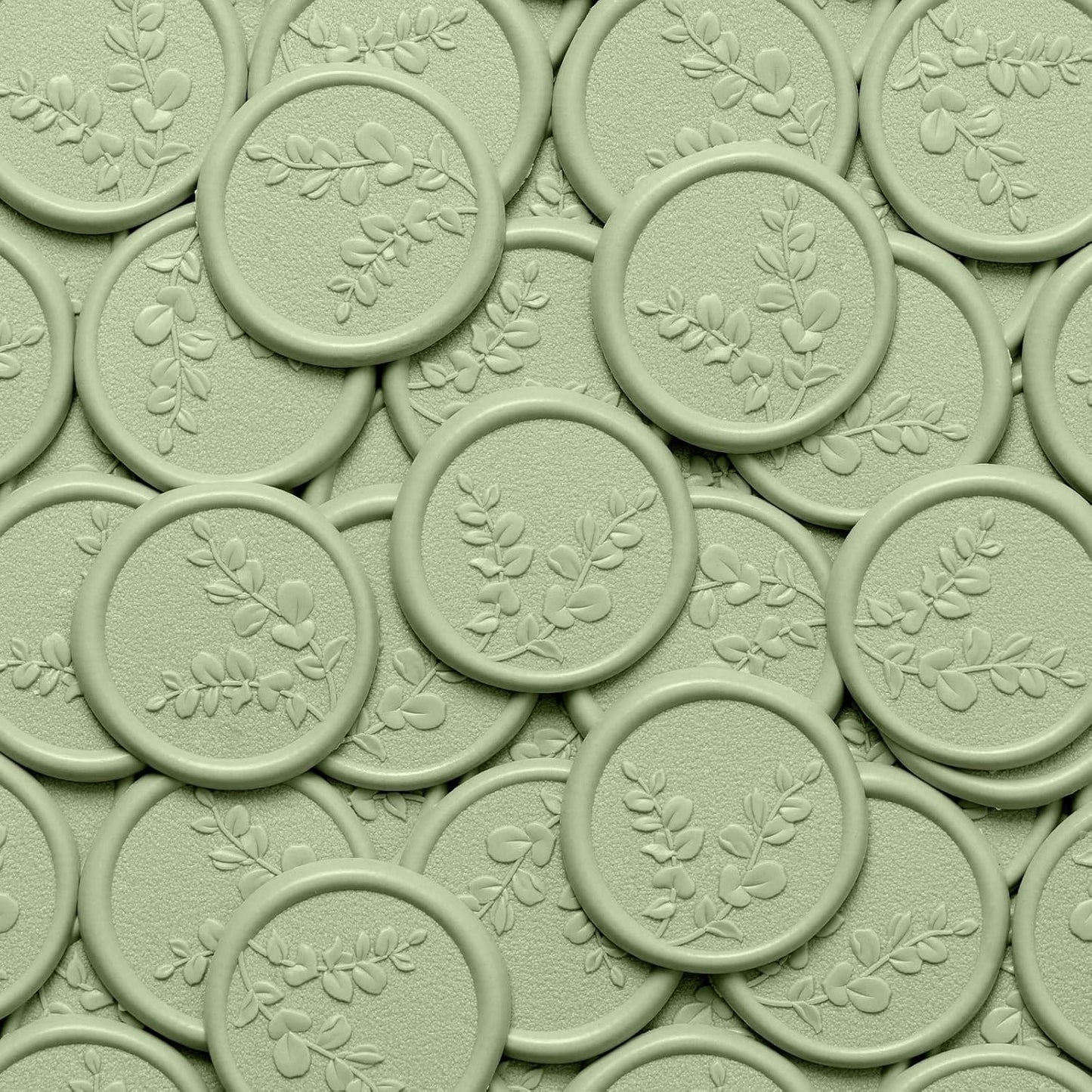 UNIQOOO Wax Seal Stickers - Eucalyptus Leaves Wedding Invitation Envelope Botanical Seal Stickers, 50 Pcs Self- Adhesive Sage Green Stickers, Perfect for Invitation, Christmas, Gift Wrapping, Party