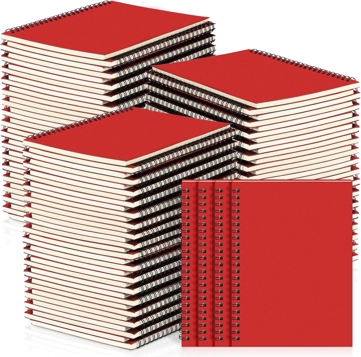 Yahenda Spiral Notebook Bulk A5 Journal Lined 8.3'' x 5.5'' Writing Composition Paper Small Notepad Subject Notebook for Students Office Business Back to School Supplies(Red,72 Pcs)