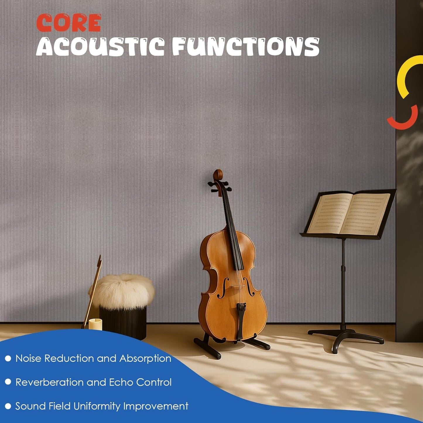 5 Pack Acoustic Panels,47.2x23.6x0.4 inch Acoustical Wall Panels,Large Soundproof Panels,Self-Adhesive Sound proof panels for walls,Acoustic Treatment for Recording Studio&Office Vertical,Brown