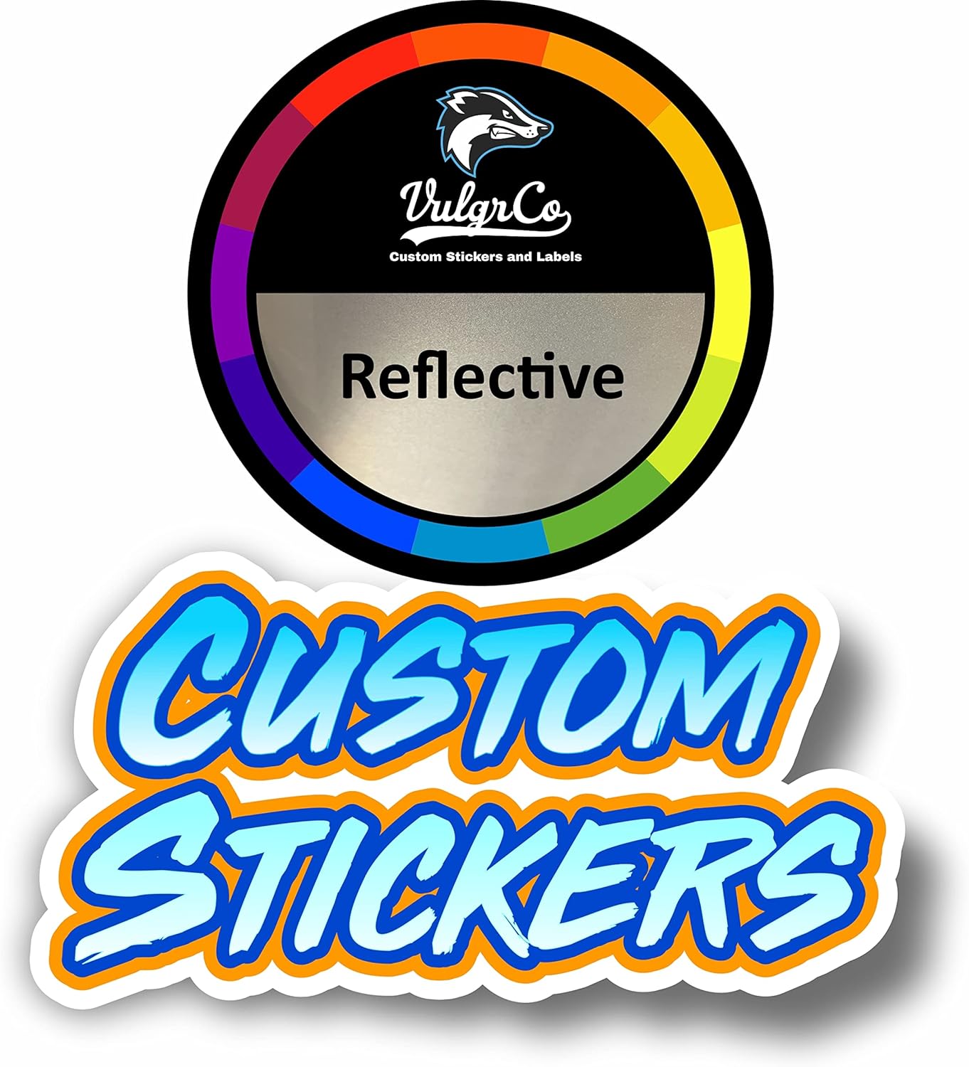 VulgrCo Personalized Custom Individually Die Cut Stickers Decals for Fun, Business, Weddings, Birthdays, Gifts Waterproof (Reflective)