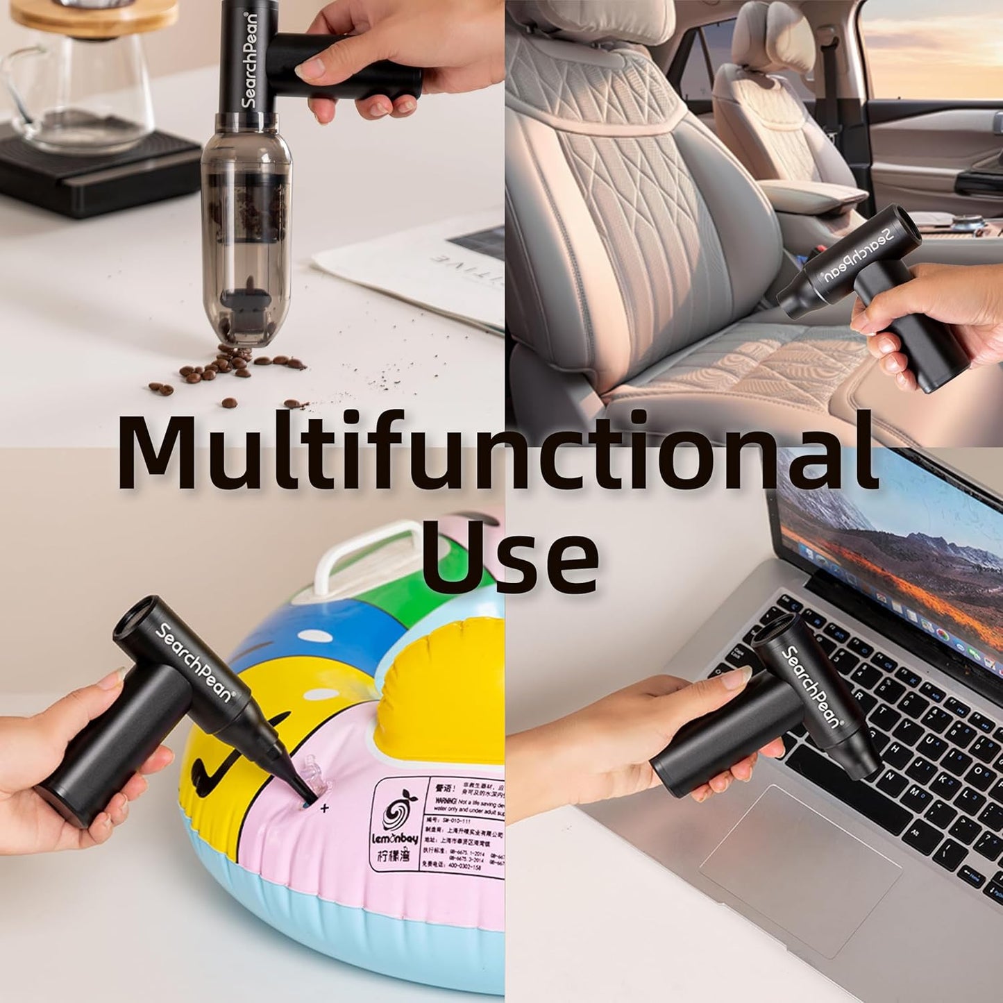 Mini 4 in 1 Compressed Air Duster & Vacuum, 150000RPM with Strong Suction Rechargeable Cordless for Home Coffee Bar Grinder Keyboard Computer Car Aeolus