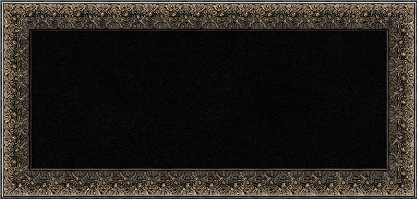 Amanti Art Black Cork Board for Wall, 17x35 Vision Board with Black Wood Frame, Medium Corkboard Office Decor for Home Organization, Traditional Corkboard Pinboard to Display Items for Home