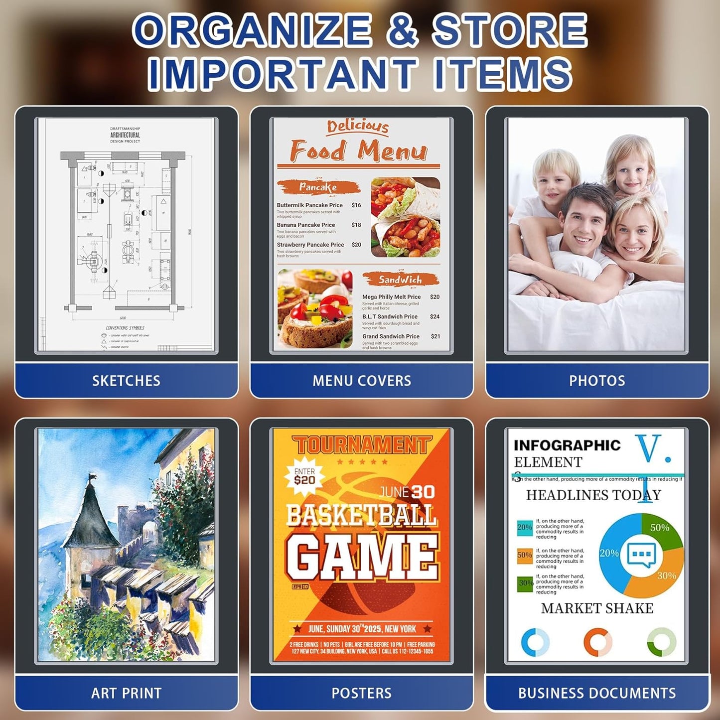 10PCS 9" x 12" Rigid Print Protectors Clear Plastic Sheet Protectors, Heavy Duty Top Loading Document Holder, Menu Cover, Photo Poster Sleeves Hard Plastic Sleeves for Paper Art Prints