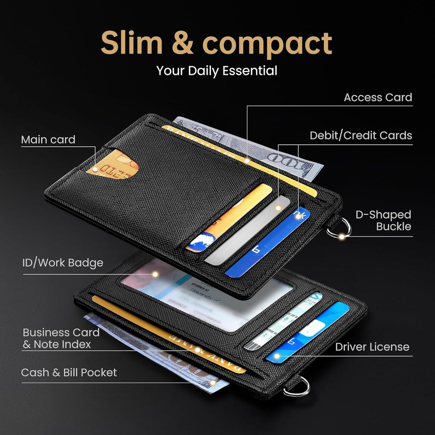 Mayski Slim Wallet, Credit Card Holder for Women, Minimalist Front Pocket RFID Blocking Card Cases, Small Wallet Women Men(Cross Black)