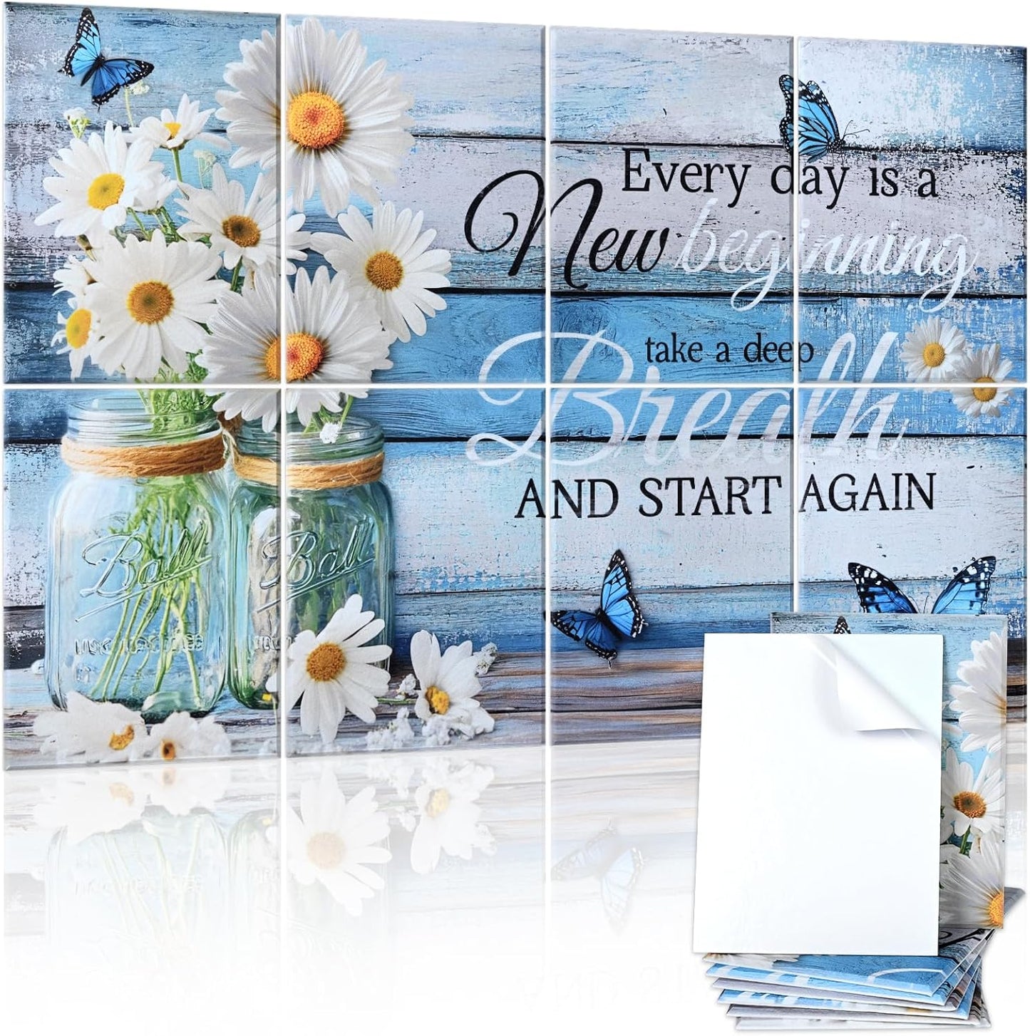 8 Pack Art Acoustic Panels, 48X32 Inches Soundproof Wall Panels Self Adhesive Decorative Sound Absorbing Padding, Noise Dampening Canceling Reducing Blocker for Room Office(Little Daisy)