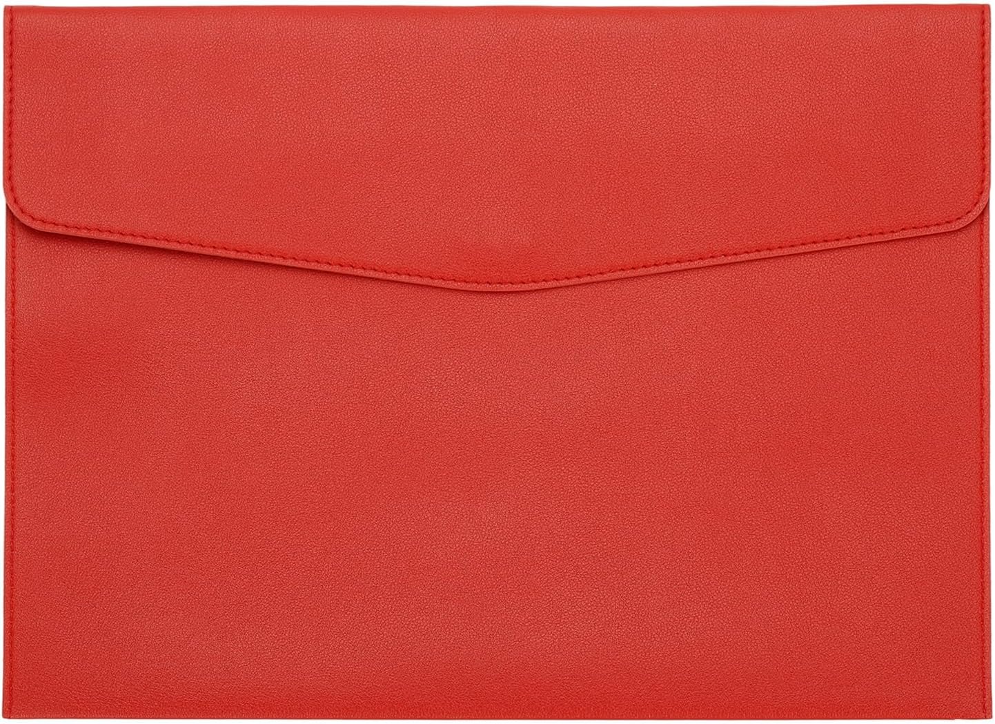 PATIKIL PU Leather A4 File Folder, Document Holder Filing Organizer Portfolio Envelope Folder Case with Snap Closure for Letter Receipt Style 2, Red