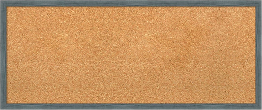 Amanti Art Natural Cork Board for Wall, 13x31 Vision Board with Blue Wood Frame, Medium Corkboard Office Decor for Home Organization, Rustic Farmhouse Corkboard Pinboard to display items for home