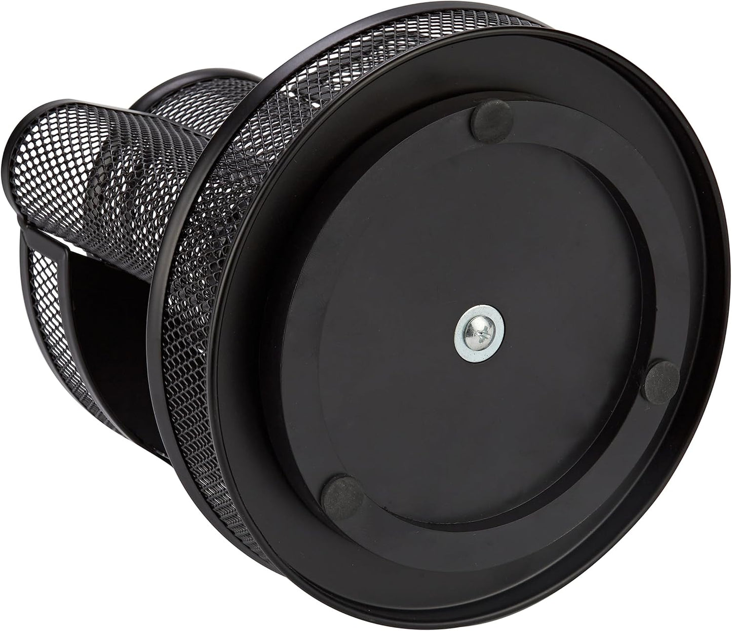 Annova Mesh Desk Organizer Rotate with 5 Compartments Round Spinning Tidy Candy/Pen Holder Desk Accessories Office, Art Supply, Storage, Classroom, Home (Black)