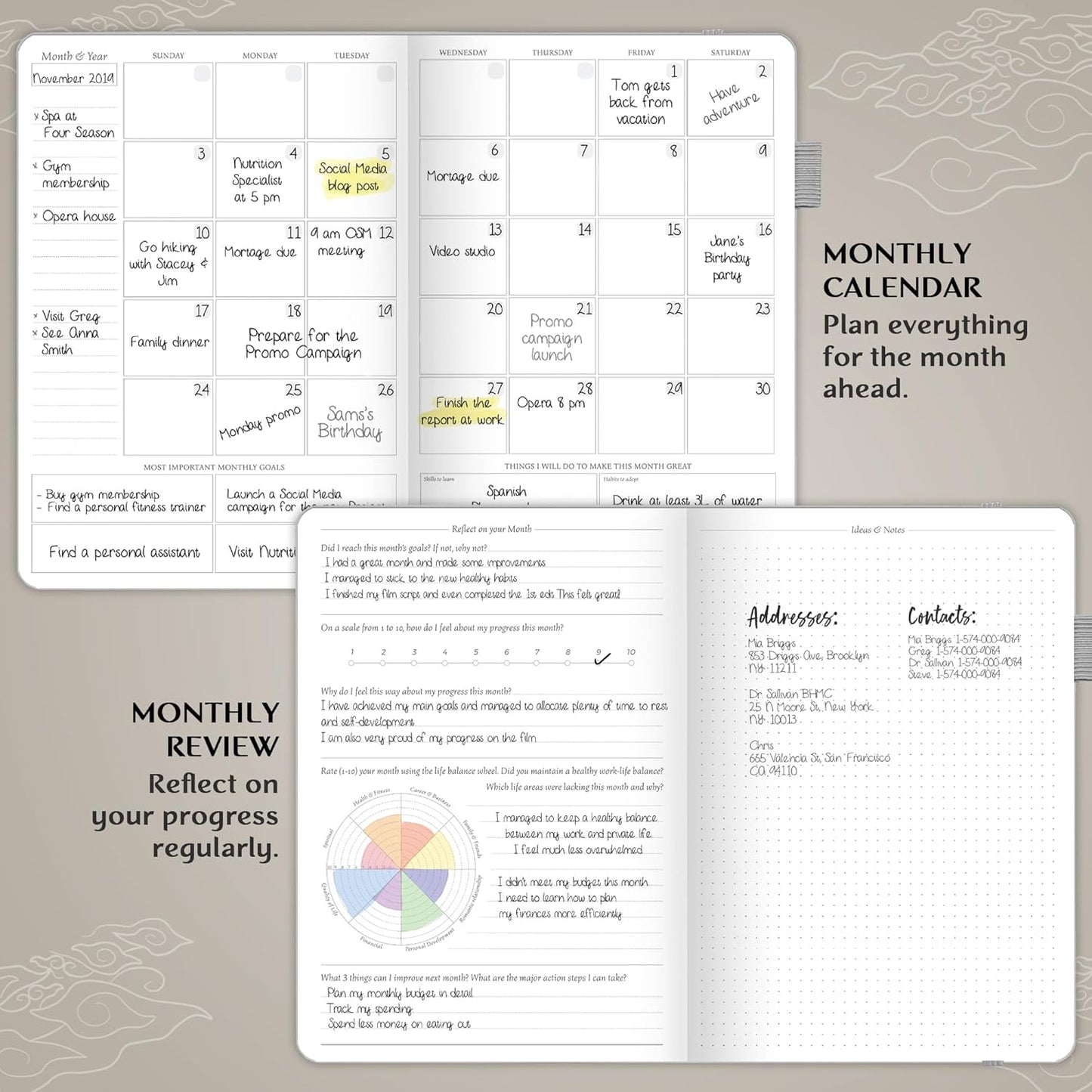 Legend Planner PRO – Deluxe Weekly & Monthly Life Planner to Increase Productivity and Hit Your Goals. Time Management Organizer Notebook – Undated – 7 x 10" Hardcover + Stickers – White